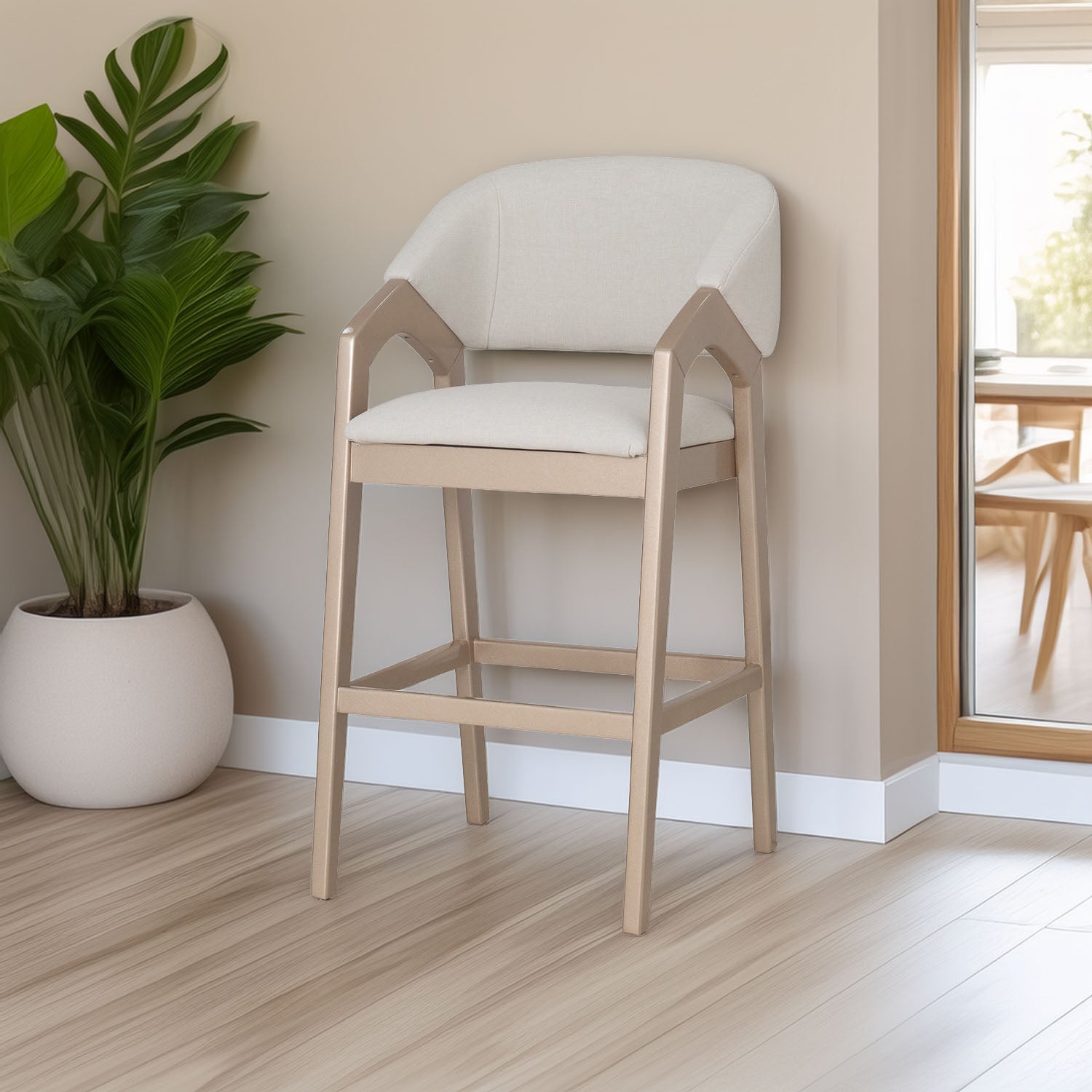 Silla Para Barra Capri Eurolino Blanco Puro, Champaña