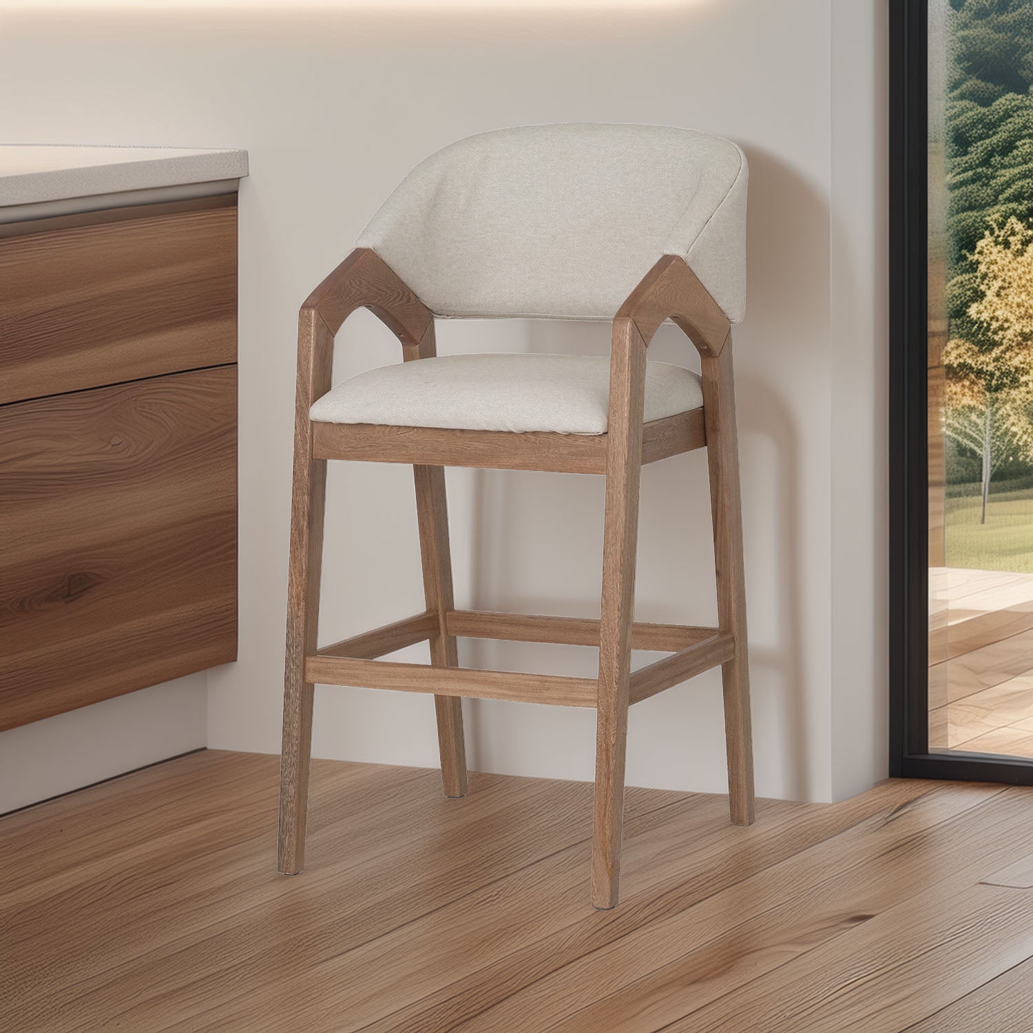 Silla Para Barra Capri Vitore Blanco Puro, Natural