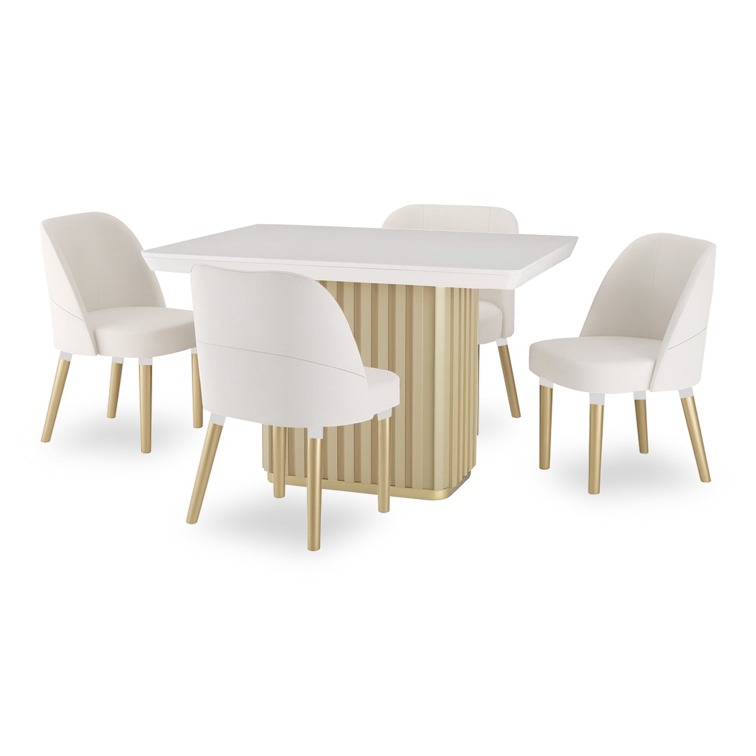 Comedor 4 Puestos Nicole Dash Marfil, Blanco Perla, Champaña