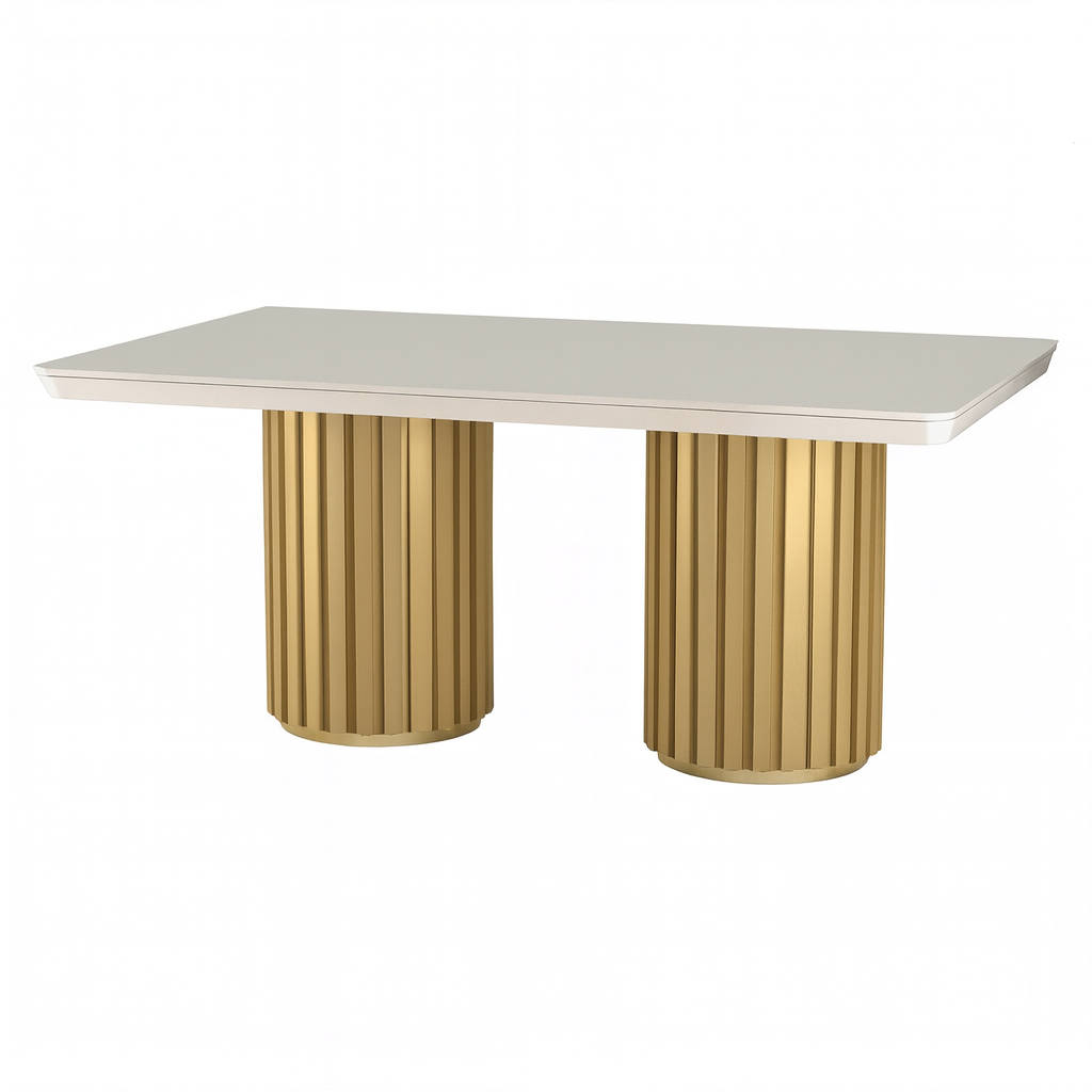 Comedor 6 Puestos Nicole Dash Marfil, Blanco Perla, Champaña