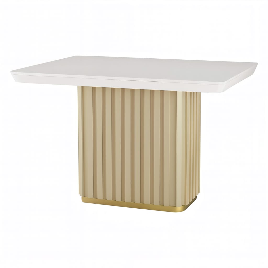 Comedor 4 Puestos Nicole Dash Marfil, Blanco Perla, Champaña