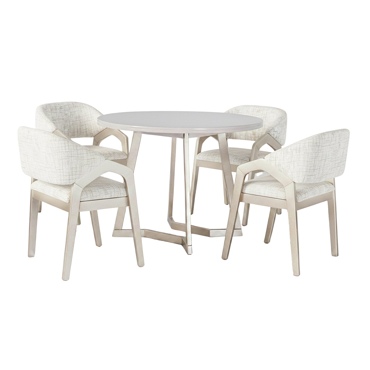 Comedor 4 Puestos Capri Estocolmo Blanco, Champaña