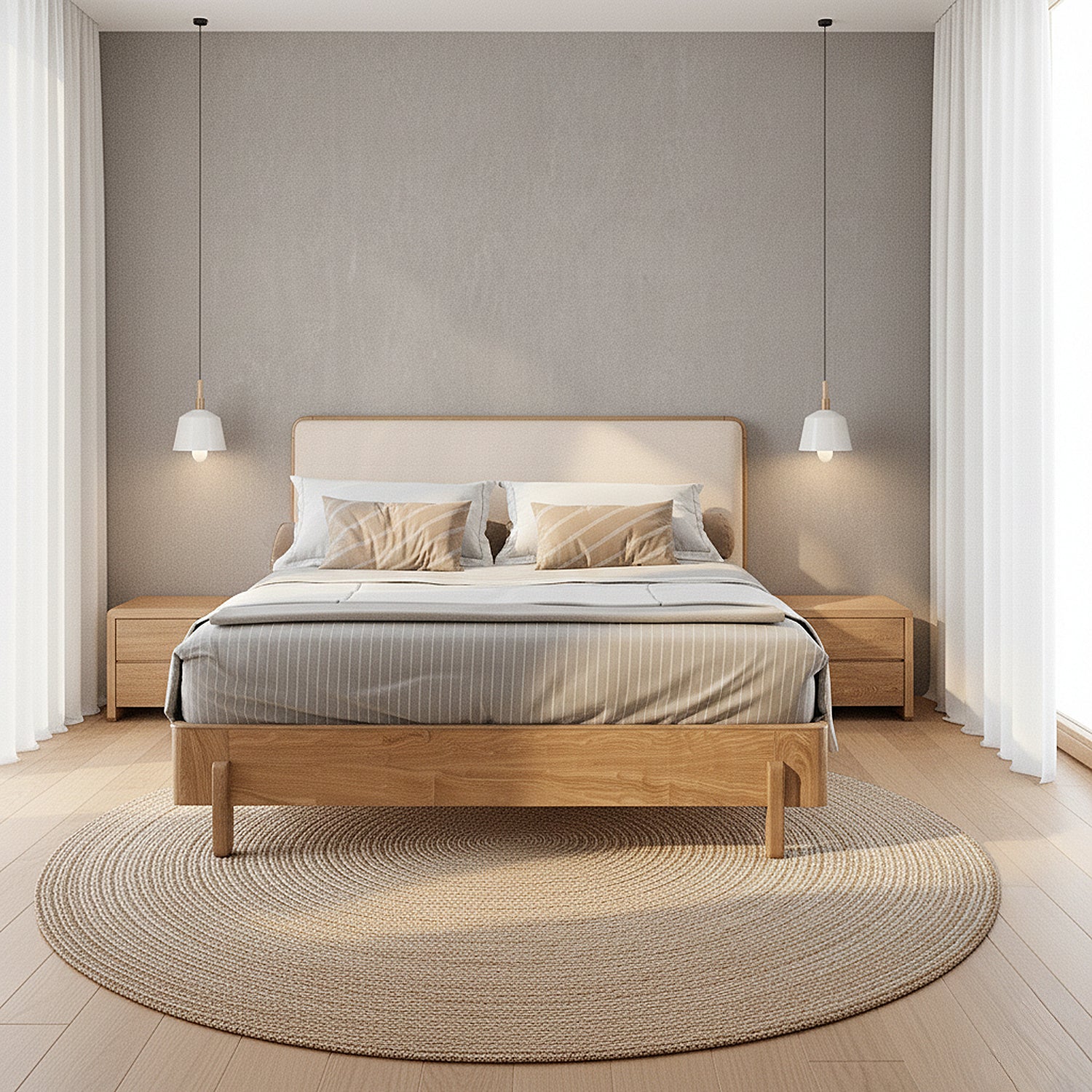 Cama Doble Donato Eurolino Marbella Marfil, Natural