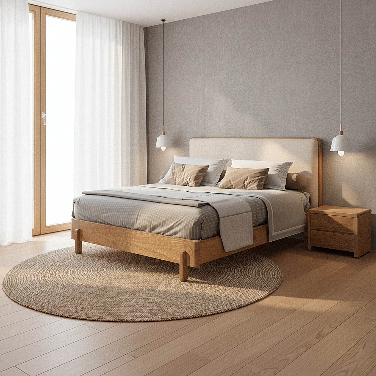 Cama Doble Donato Eurolino Marbella Marfil, Natural