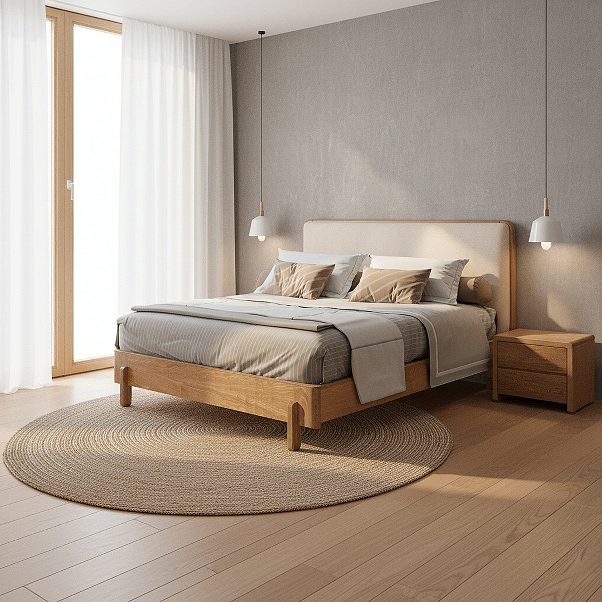 Cama Doble Donato Eurolino Marbella Marfil, Natural