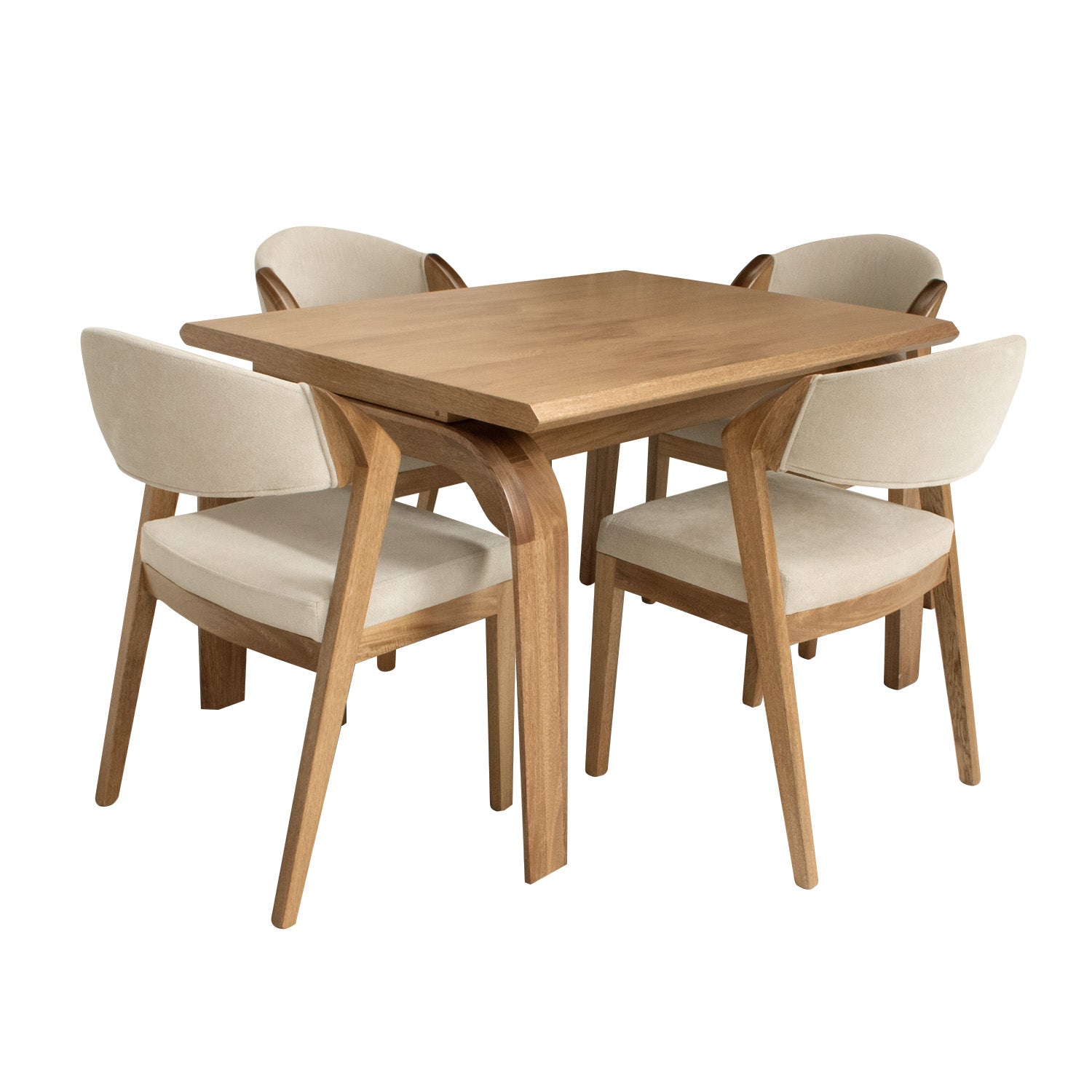 Comedor 4 Puestos Estambul Microfibra Beige, Natural