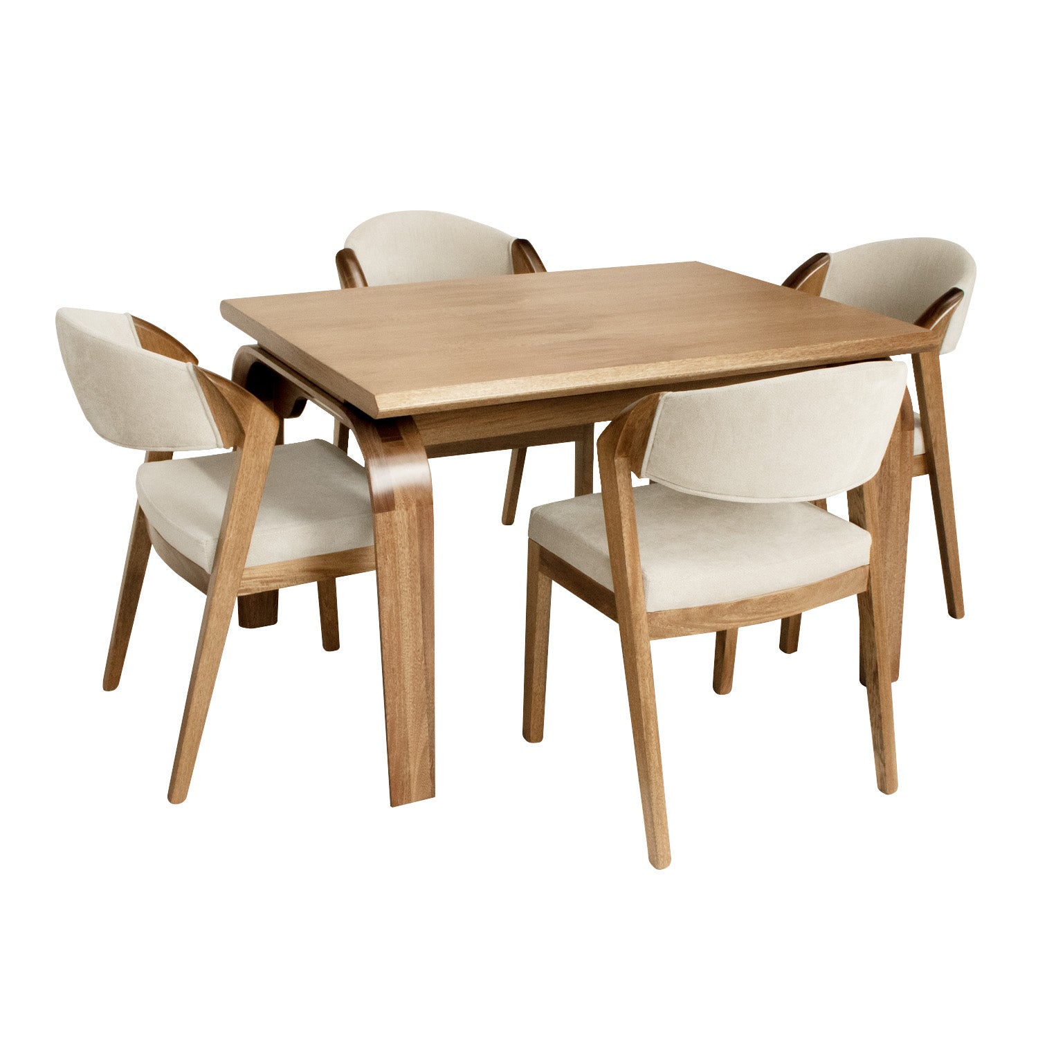 Comedor 4 Puestos Estambul Microfibra Beige, Natural