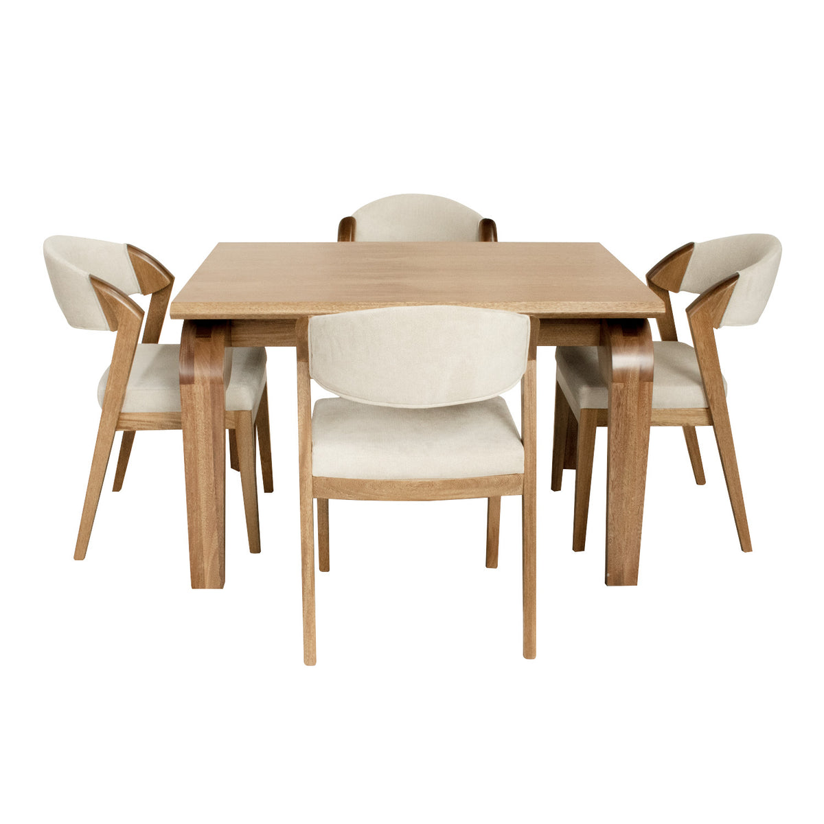 Comedor 4 Puestos Estambul Microfibra Beige, Natural