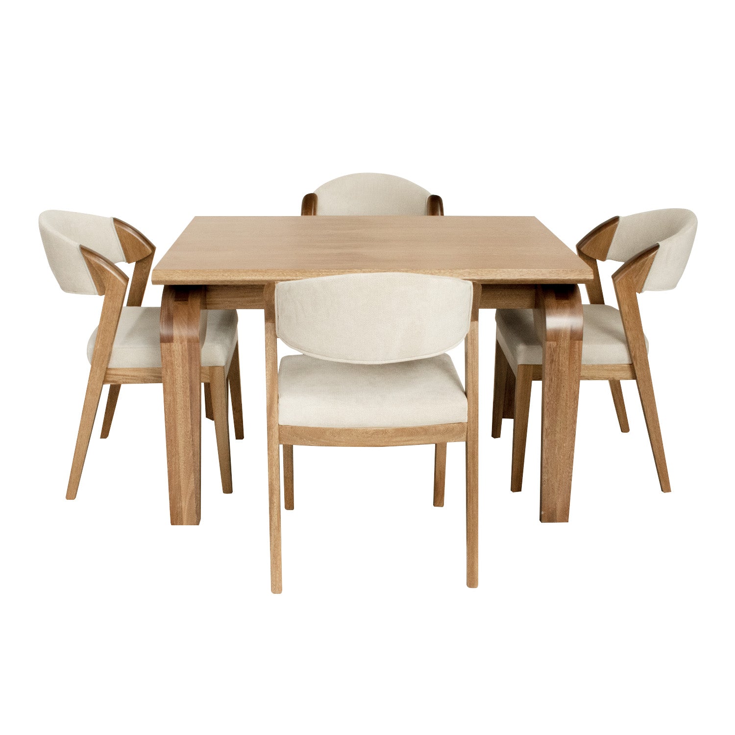 Comedor 4 Puestos Estambul Microfibra Beige, Natural