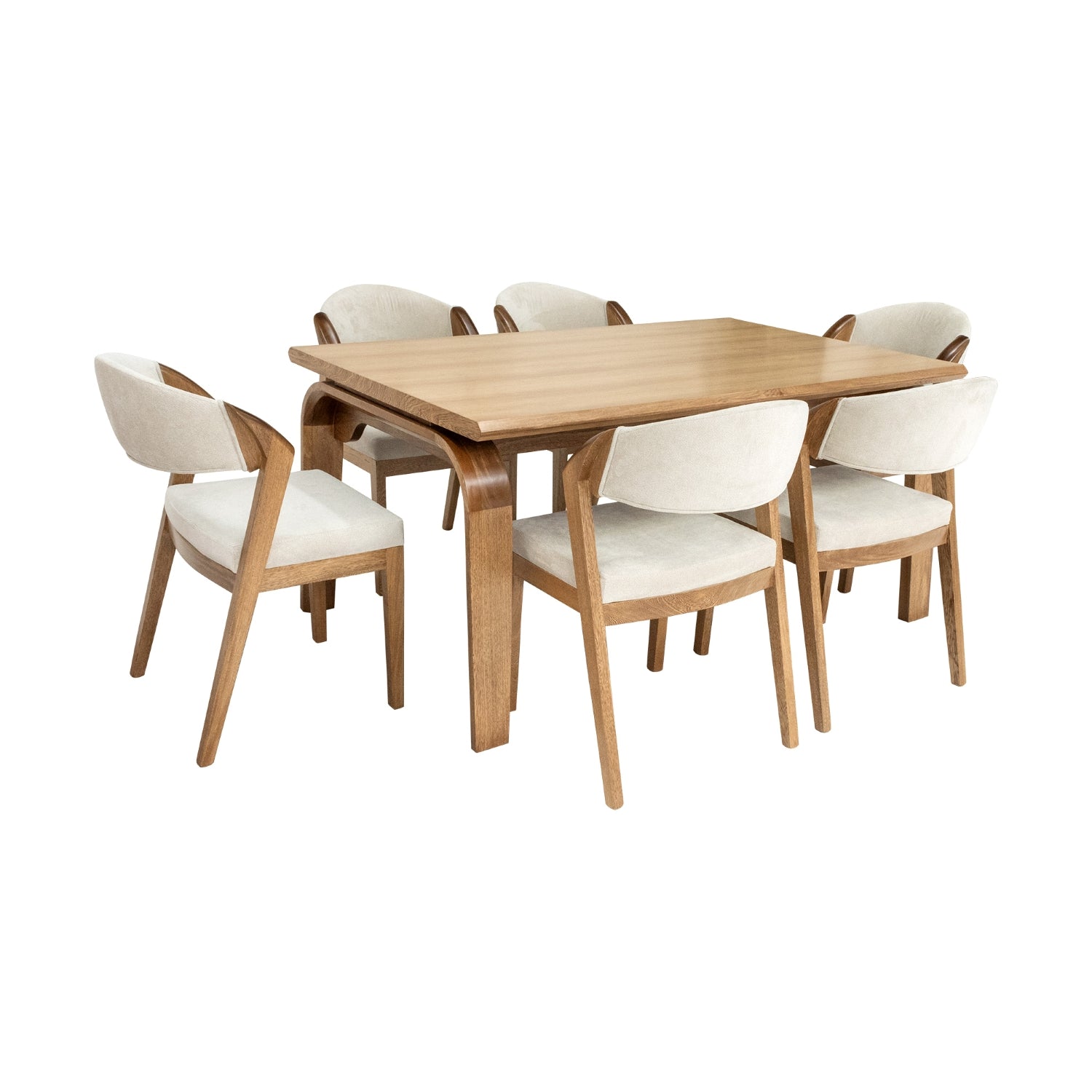 Comedor 6 Puestos Estambul Microfibra Beige, Natural