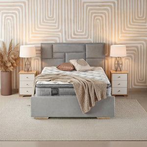 Combo Colchón Doble Aurora Pillow Top (Garantia 15 años) + Cama Gris