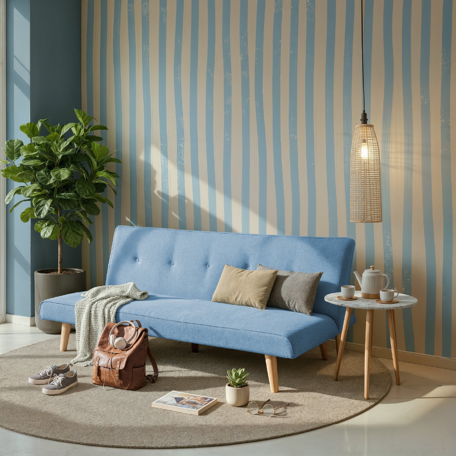 Sofá Cama Gabi Microfribra Azul