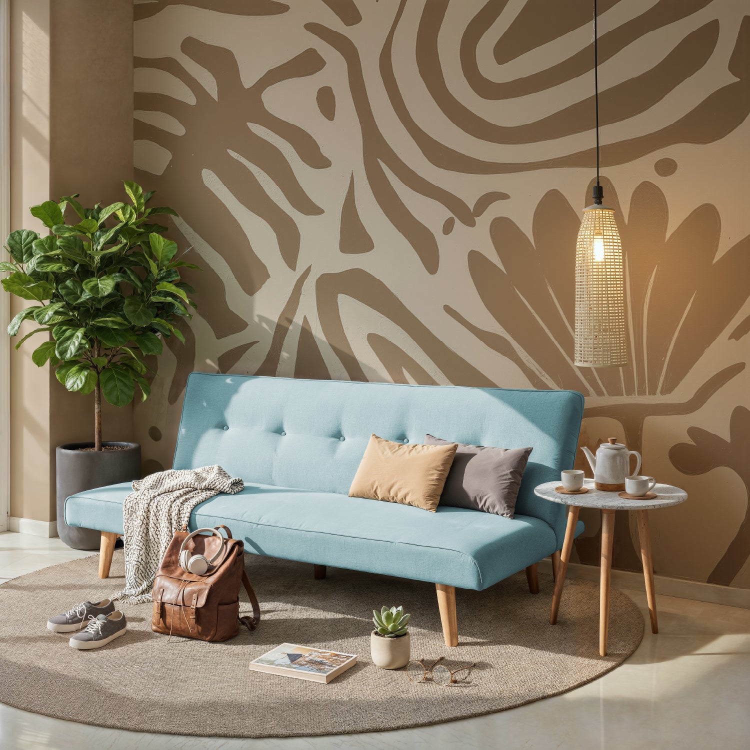 Sofá Cama Gabi Microfribra Turquesa