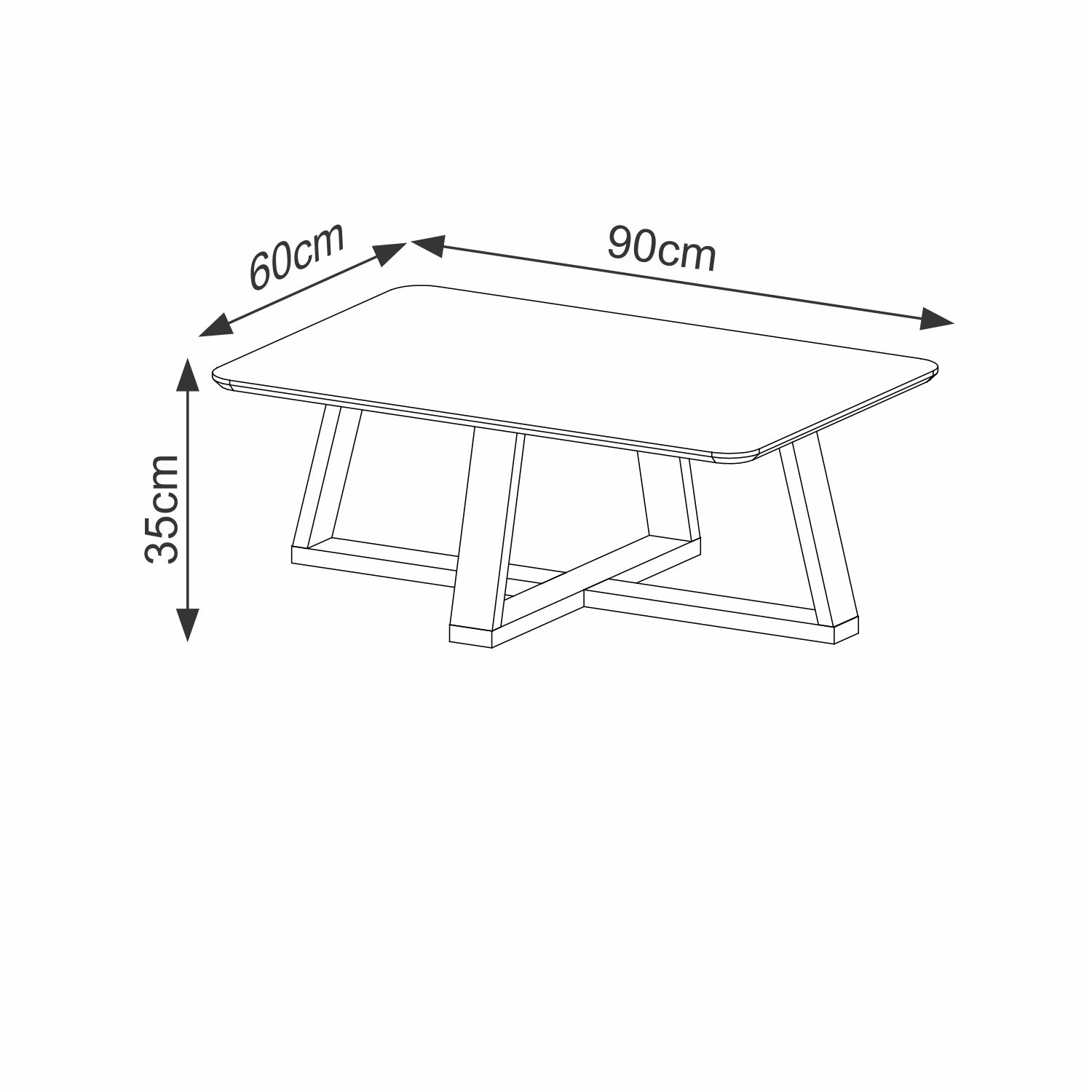 Mesa de Centro Andy 35X90X60 Off White, Champaña