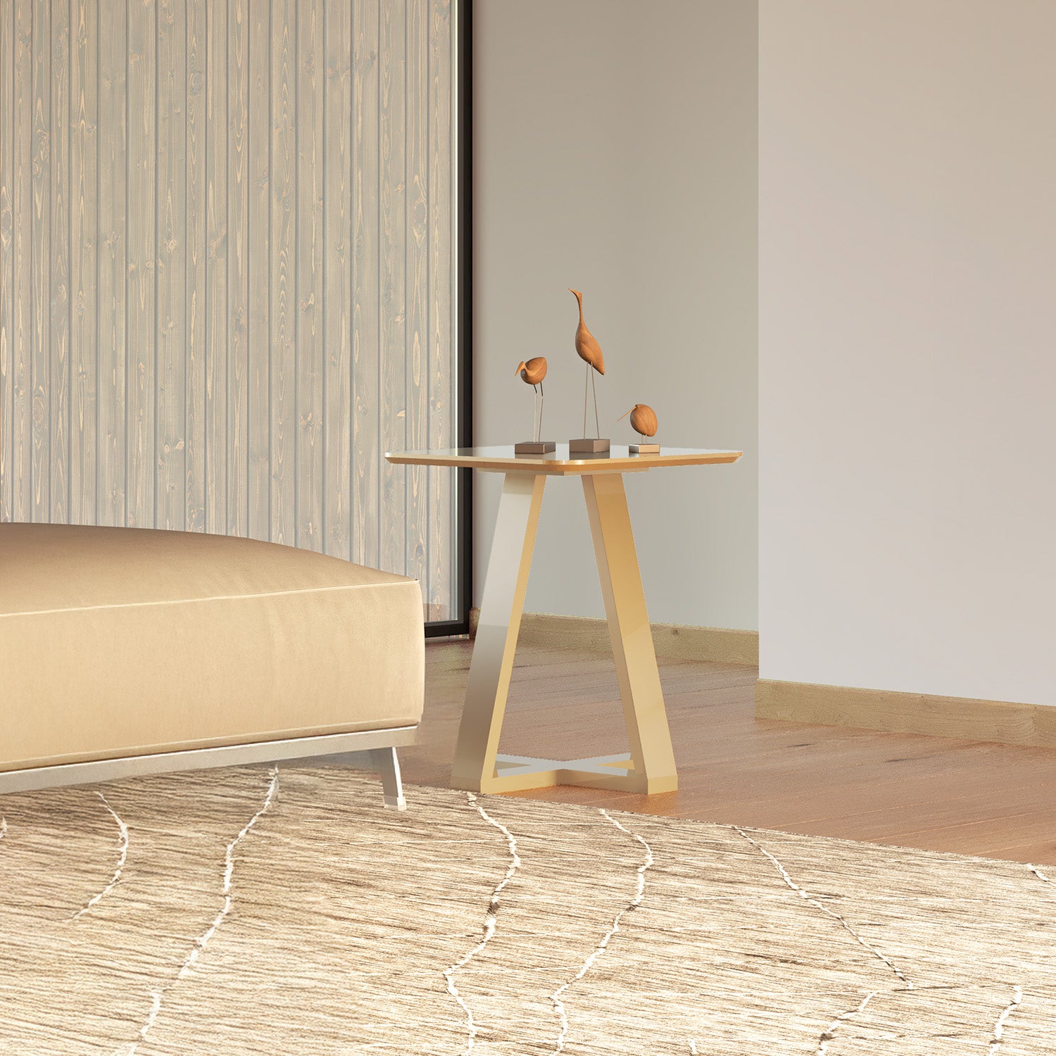 Mesa Auxiliar Andy 55X45 Off White, Champaña