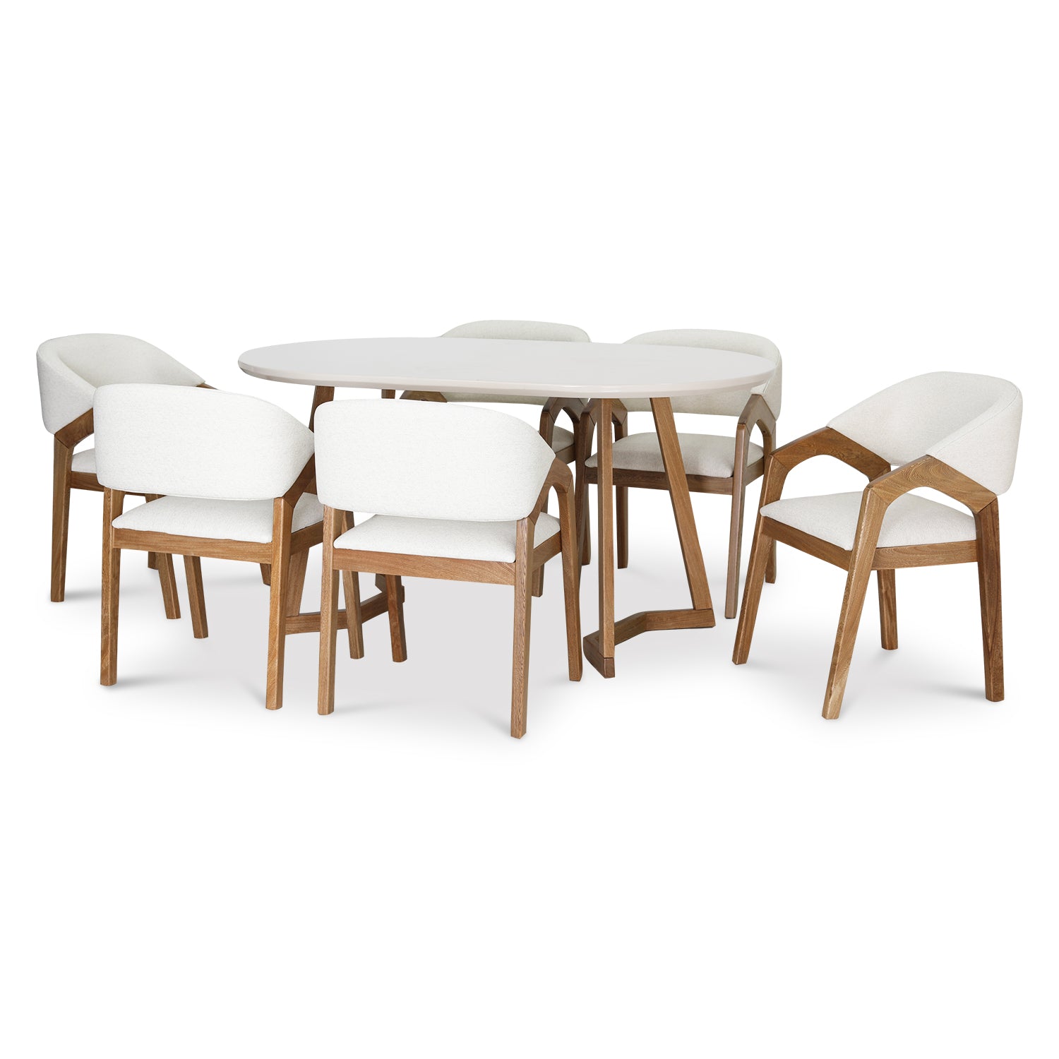 Comedor 6 Puestos Capri Vitore Marfil, Natural*