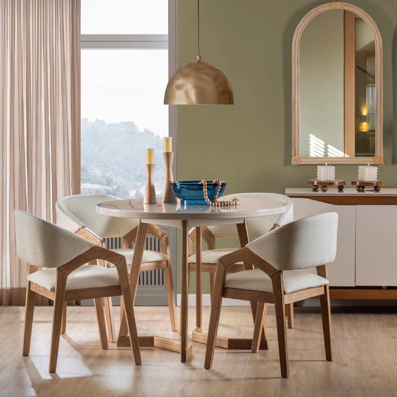 Comedor 4 Puestos Capri Vitore Marfil, Natural*