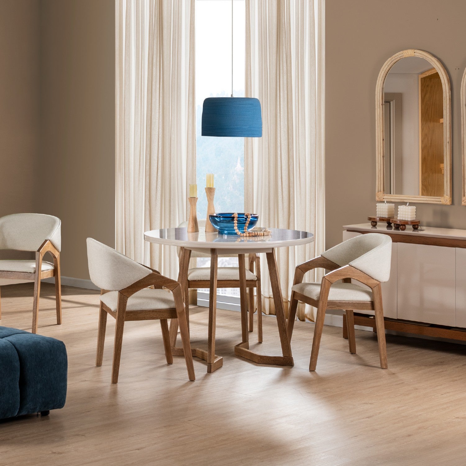 Comedor 4 Puestos Capri Vitore Marfil, Natural*