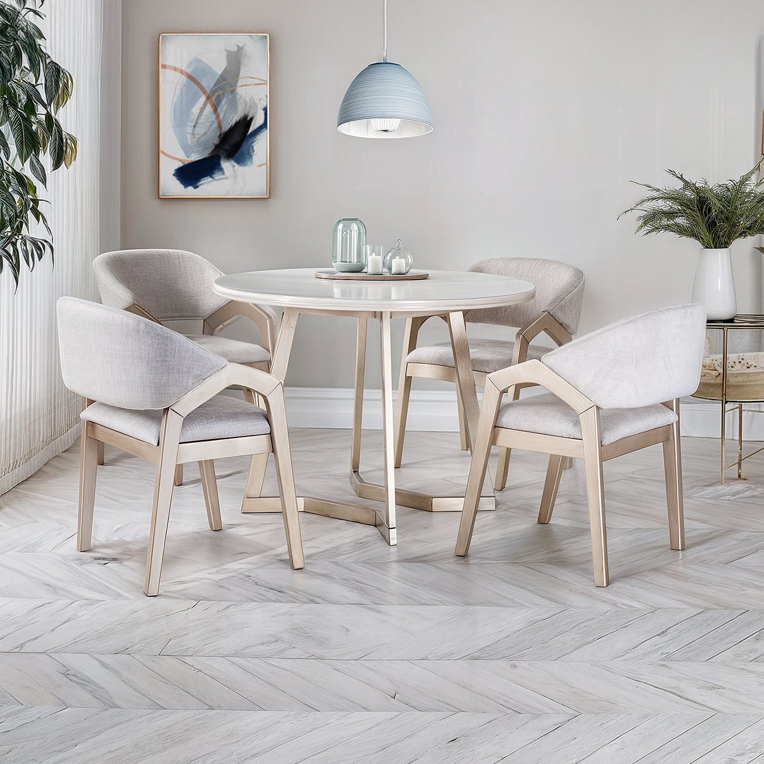 Comedor 4 Puestos Capri Atlas Marmol, Champaña*