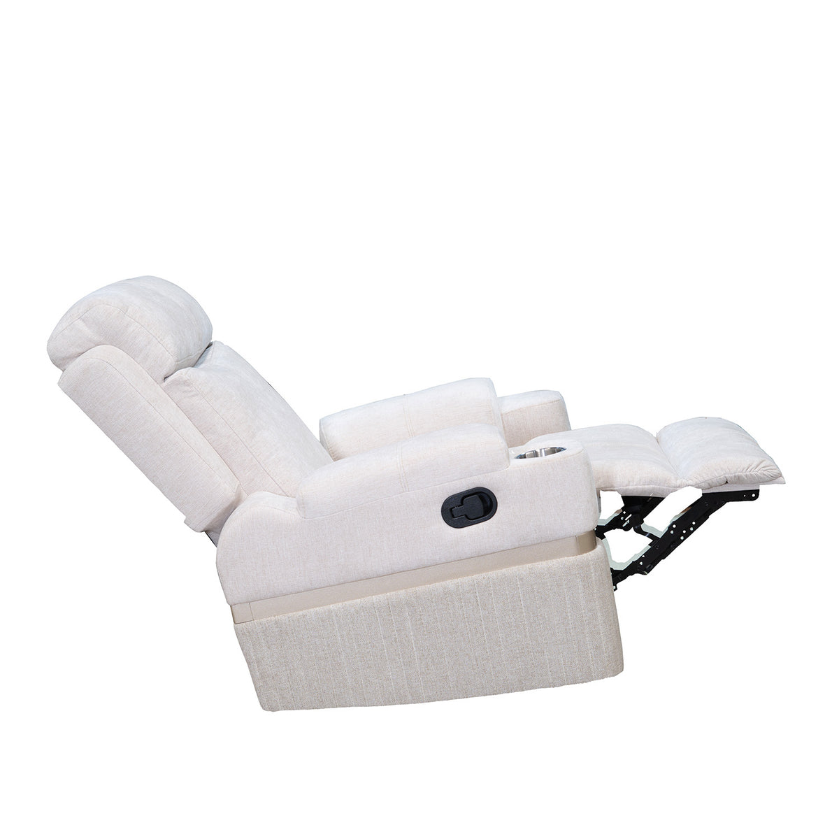 Sillón Reclinable Dior Chenille Touch Almendra, Beige, Mecedora Giratoria, Champaña
