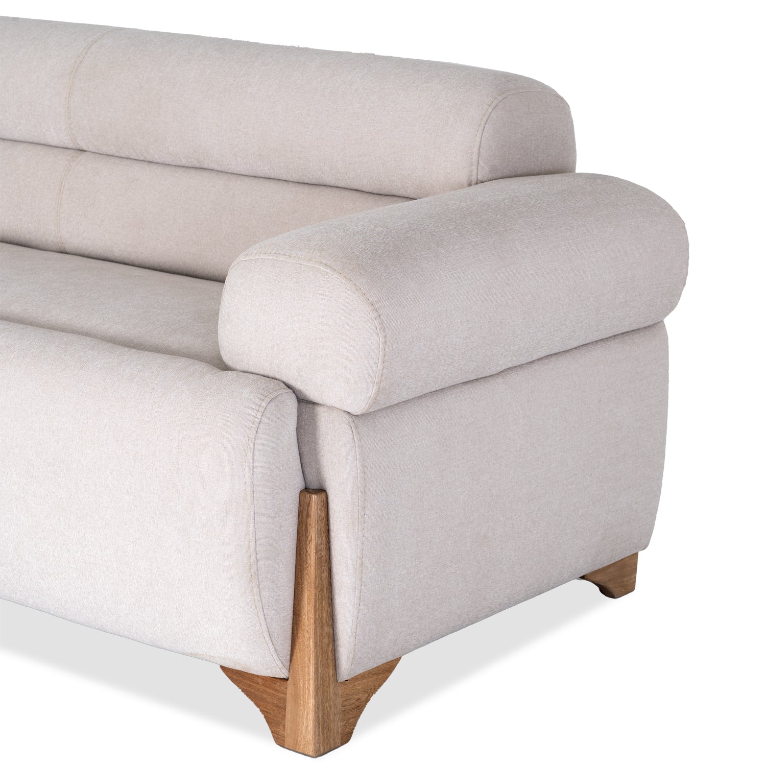 Sofa 3 Puesto Larisa + Comedor Dousty Chenille Impetu, Beige, Natural
