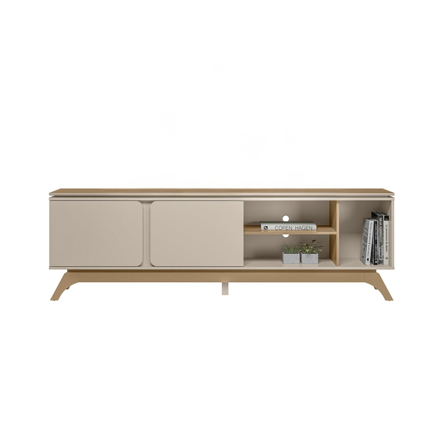 Mesa De Tv Estambul Off White Champaña 200X62X36