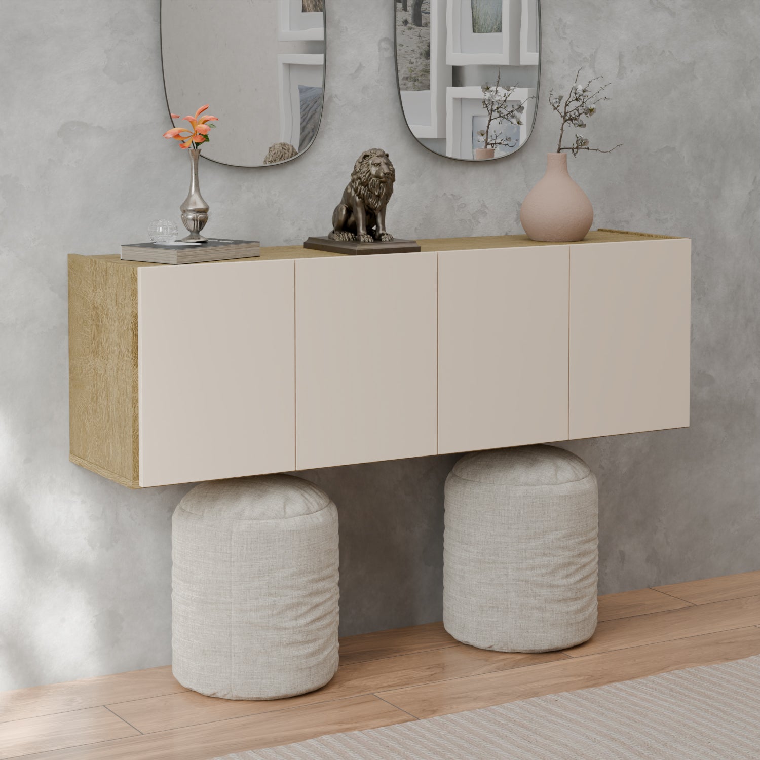 Consola Flotante Carla 123X39X31 Natural, Off White