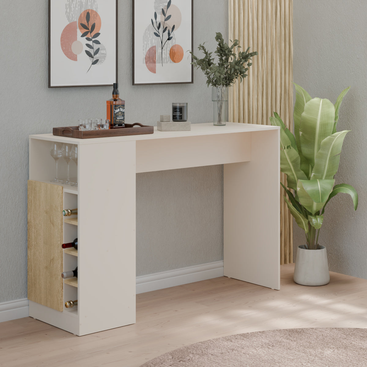 Mesa Bar Auxiliar Capri 136X92X45 Off White, Natural