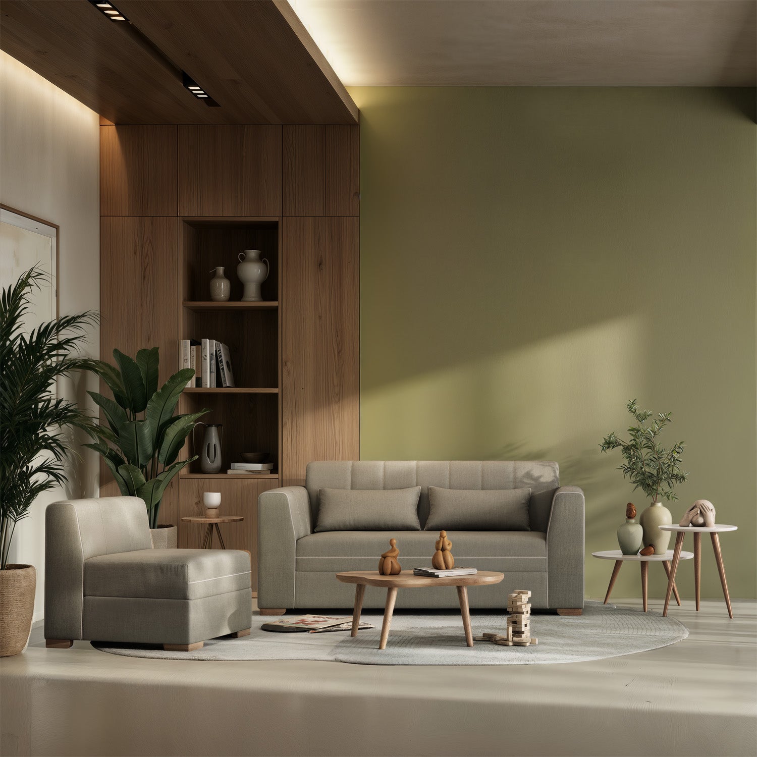 Juego de Sala Dalton Lino Verona Verde, Natural