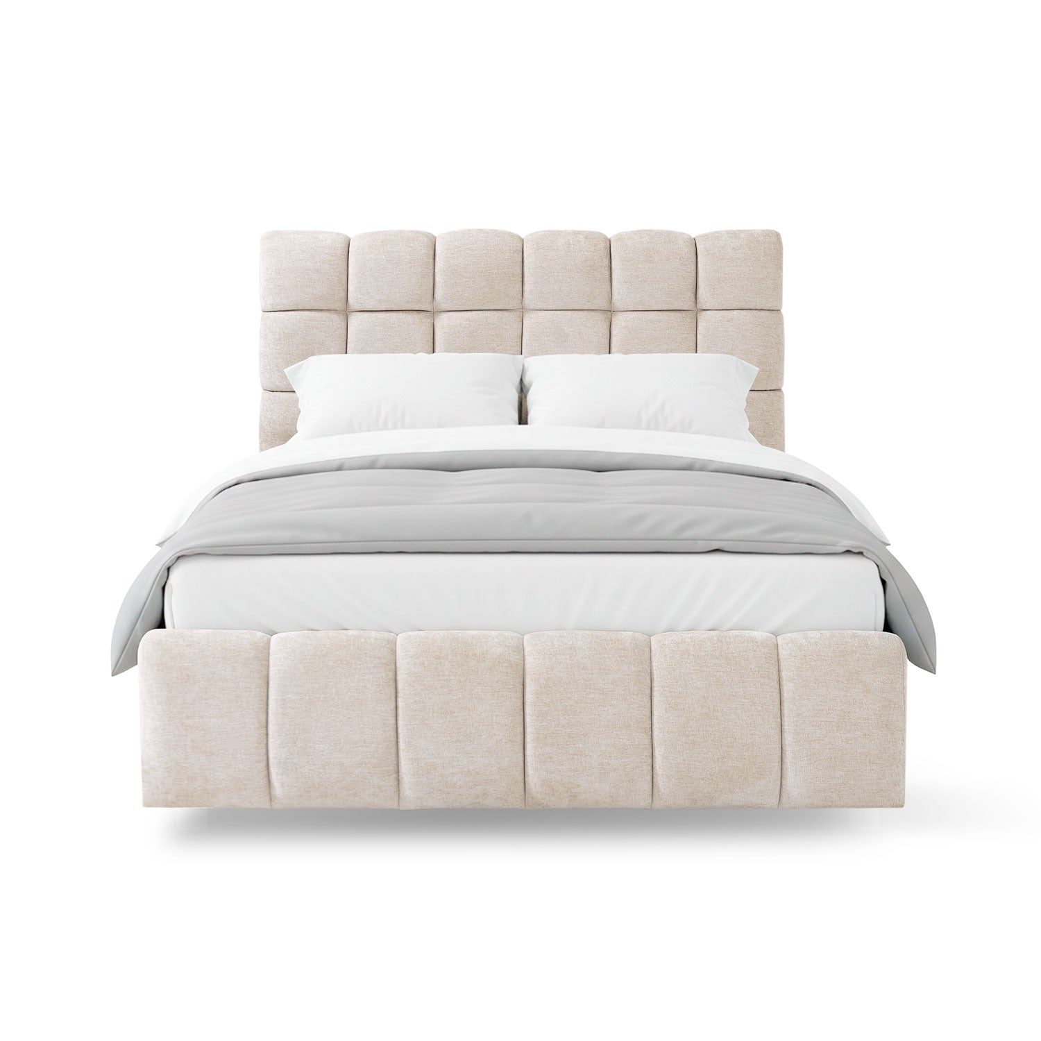 Cama Semi Doble Oklam Microfibra Touch Almendra
