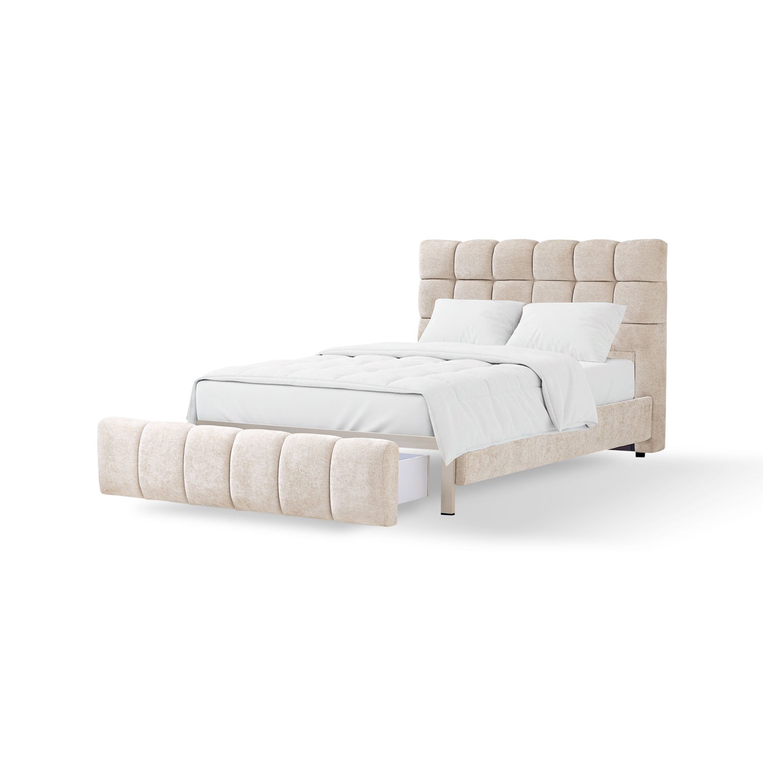 Cama Semi Doble Oklam Microfibra Touch Almendra