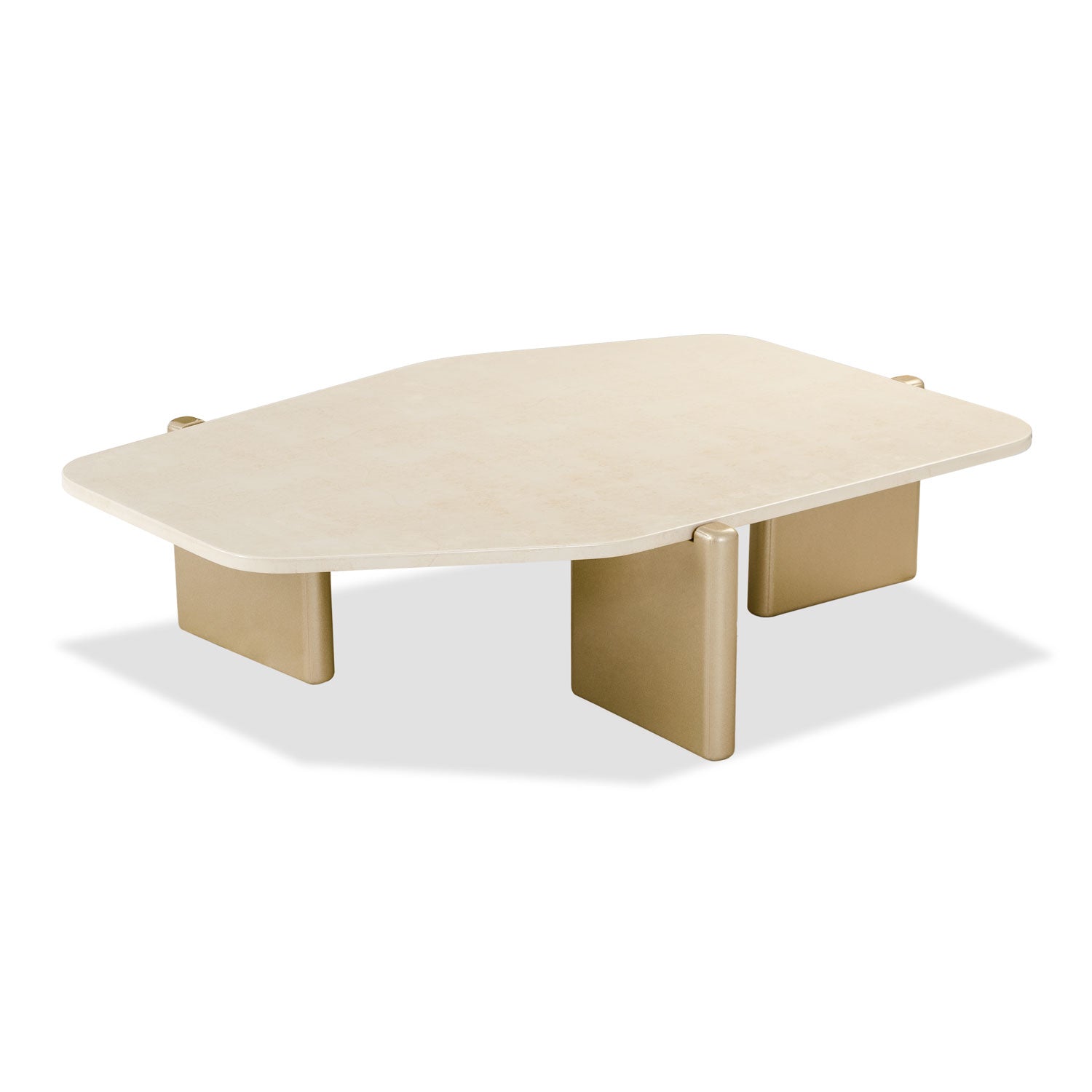 Mesa De Centro Oklam Asimetrica Marmolado, Champaña