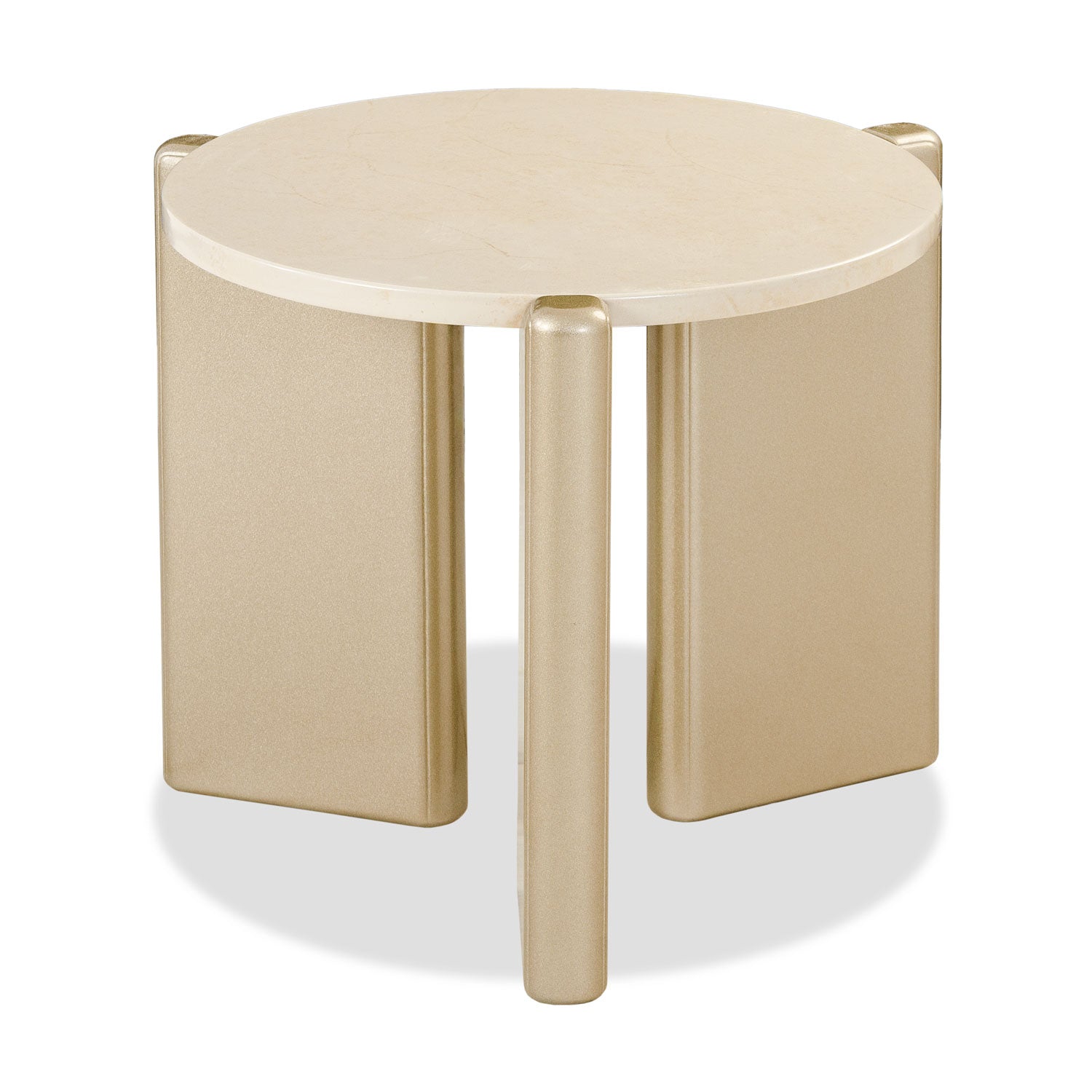 Mesa De Centro Oklam Redonda 45 Marmolado, Champaña