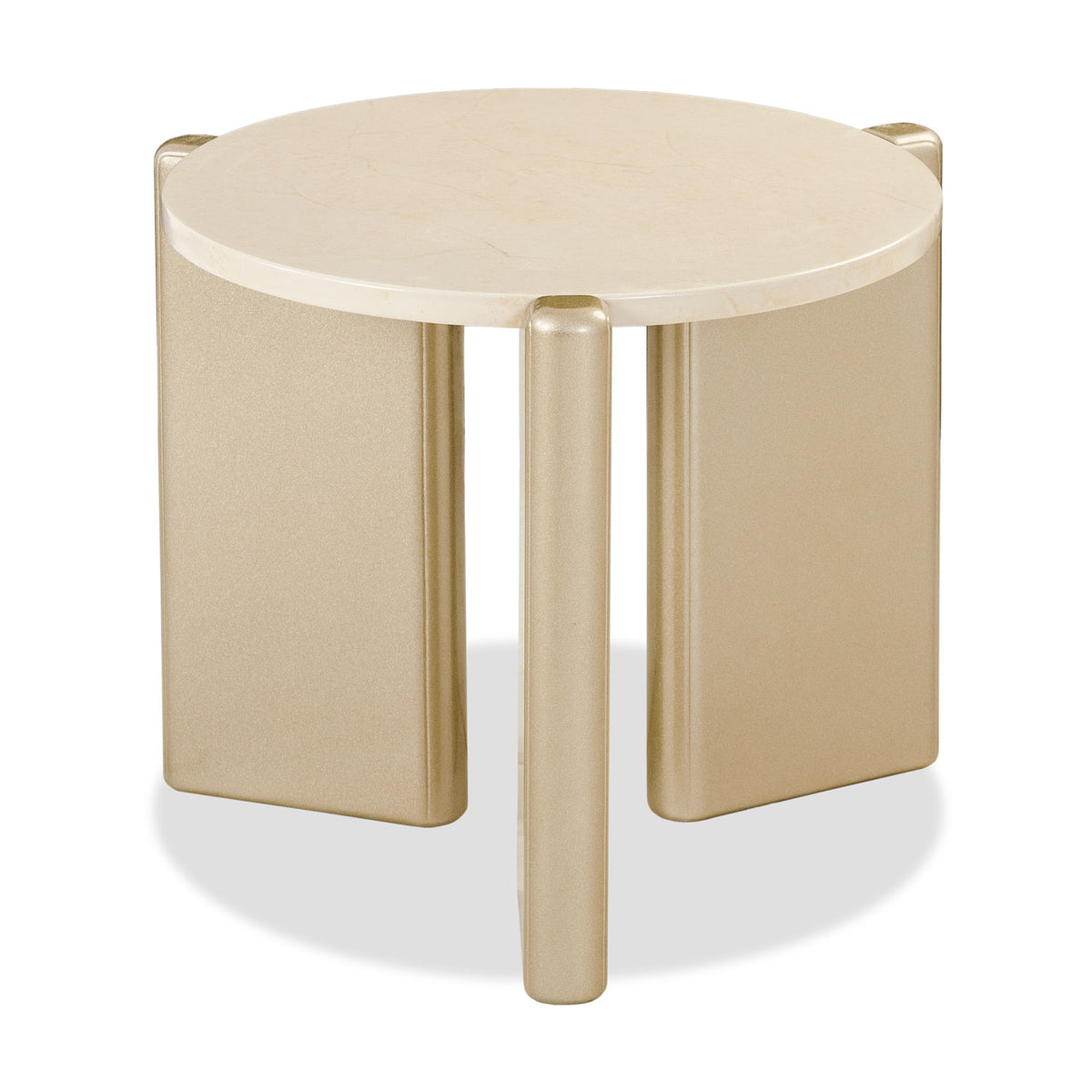 Mesa De Centro Oklam Redonda 45 Marmolado, Champaña