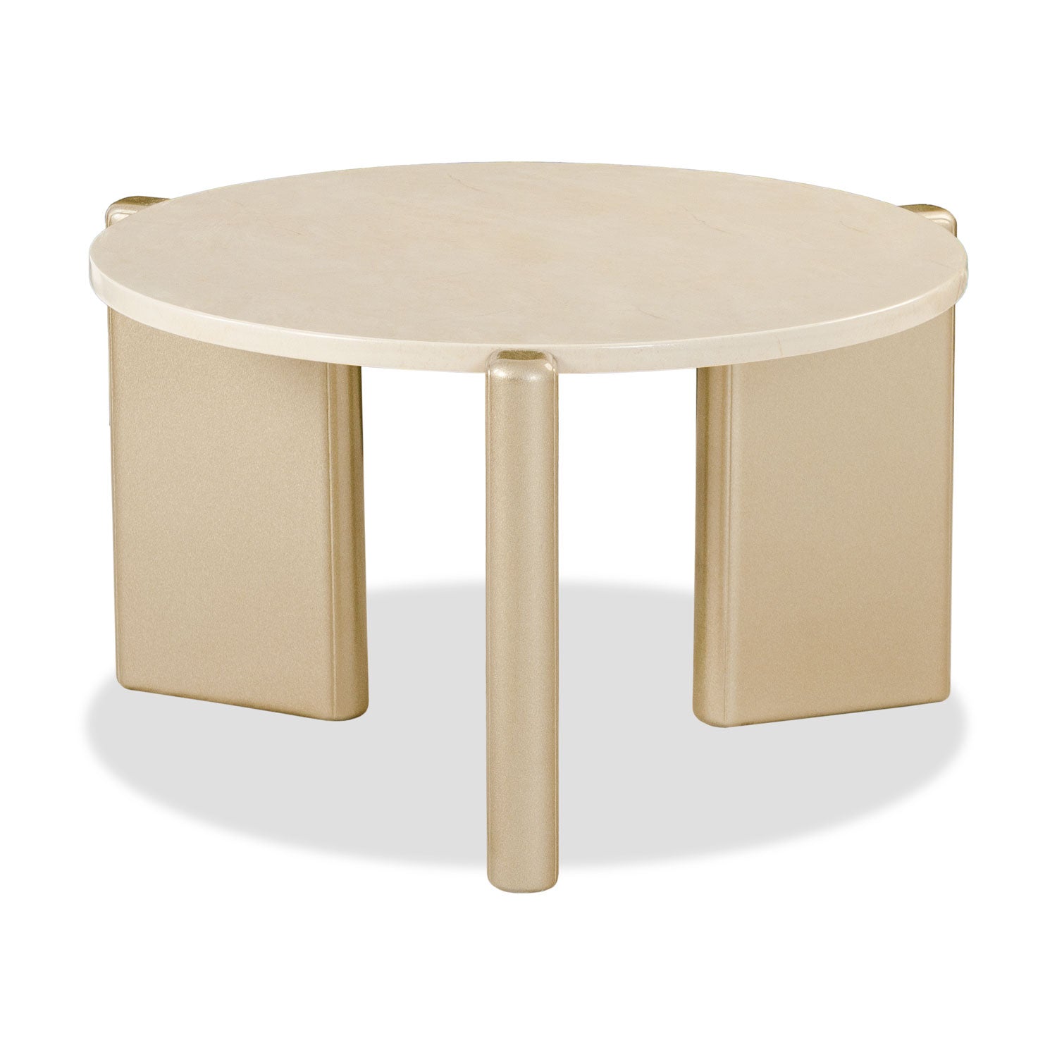 Mesa De Centro Oklam Redonda 60 Marmolado, Champaña
