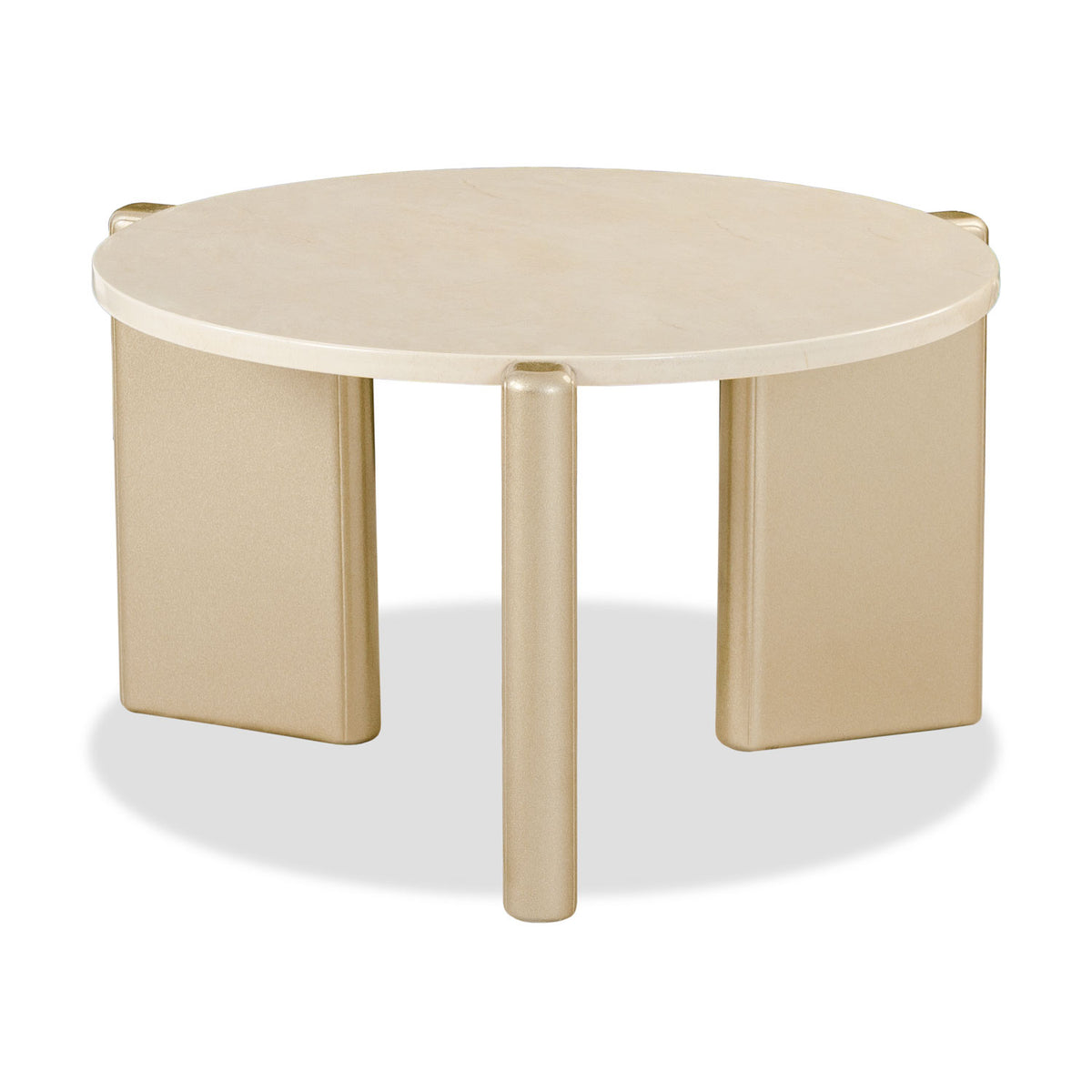 Mesa De Centro Oklam Redonda 60 Marmolado, Champaña