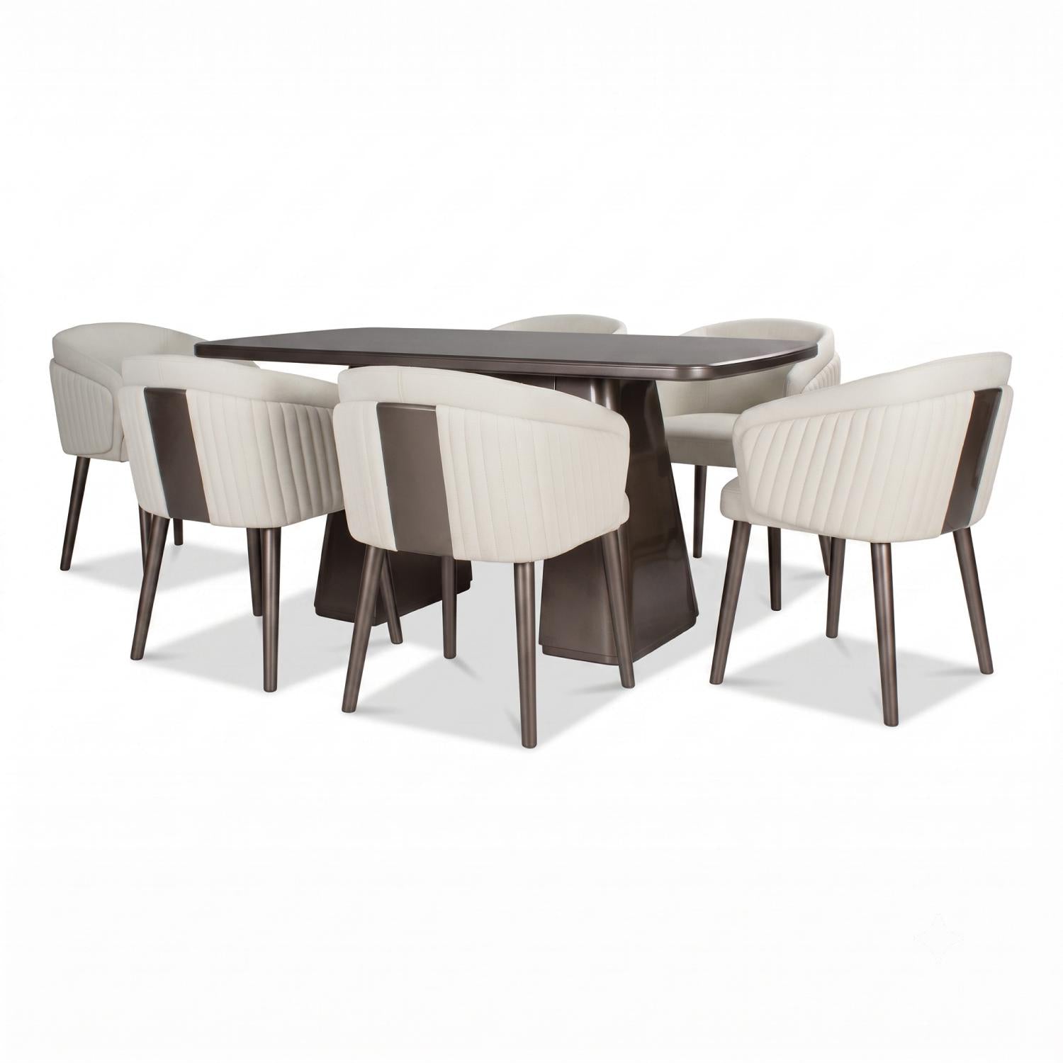 Comedor 6 Puestos Damasco Boucle Ferrero Beige, Taupe Perla