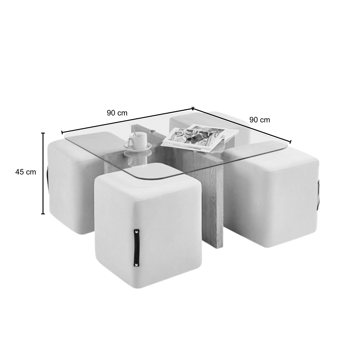 Mesa de Centro Elly  45X90X90 Setx5 F251