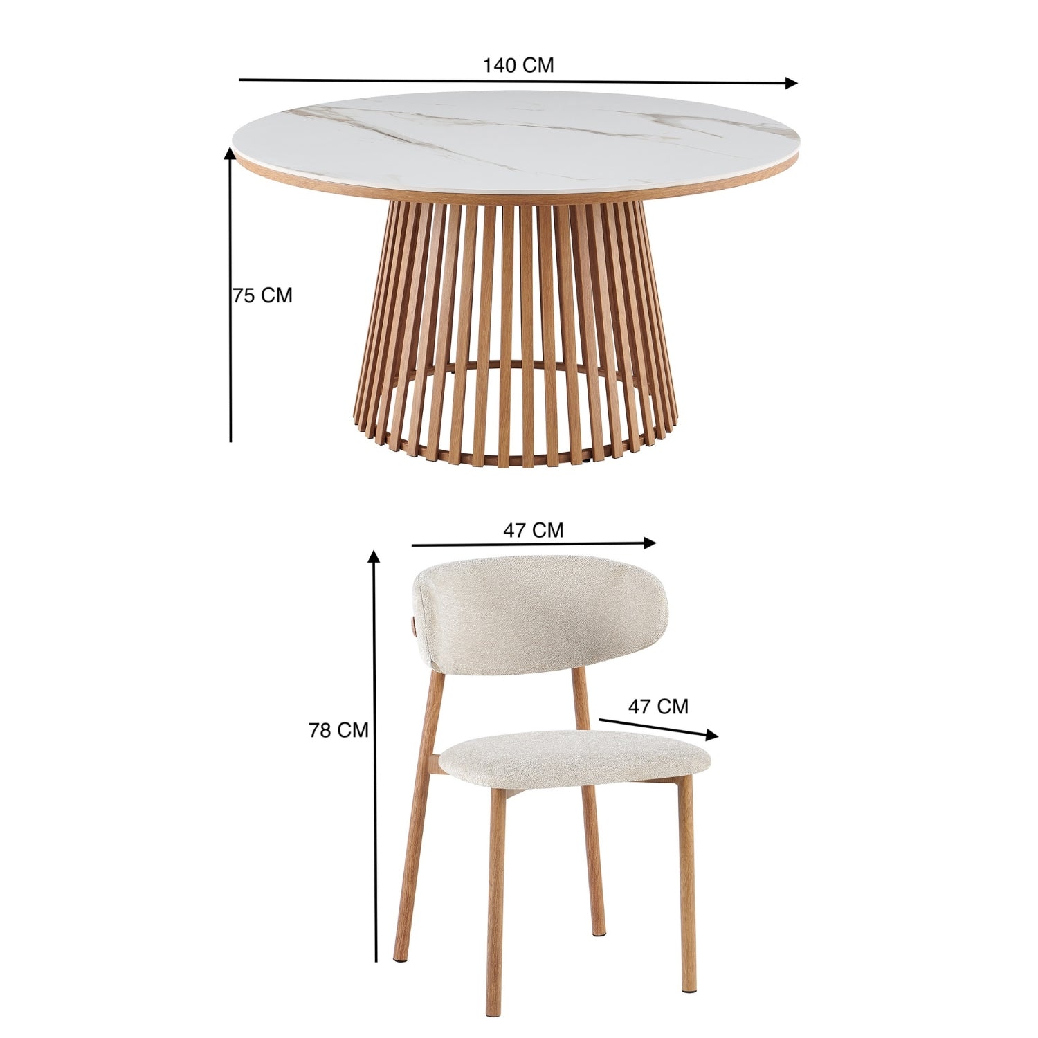 Comedor 6 Puestos Donato Beige, Natural Sinterizado