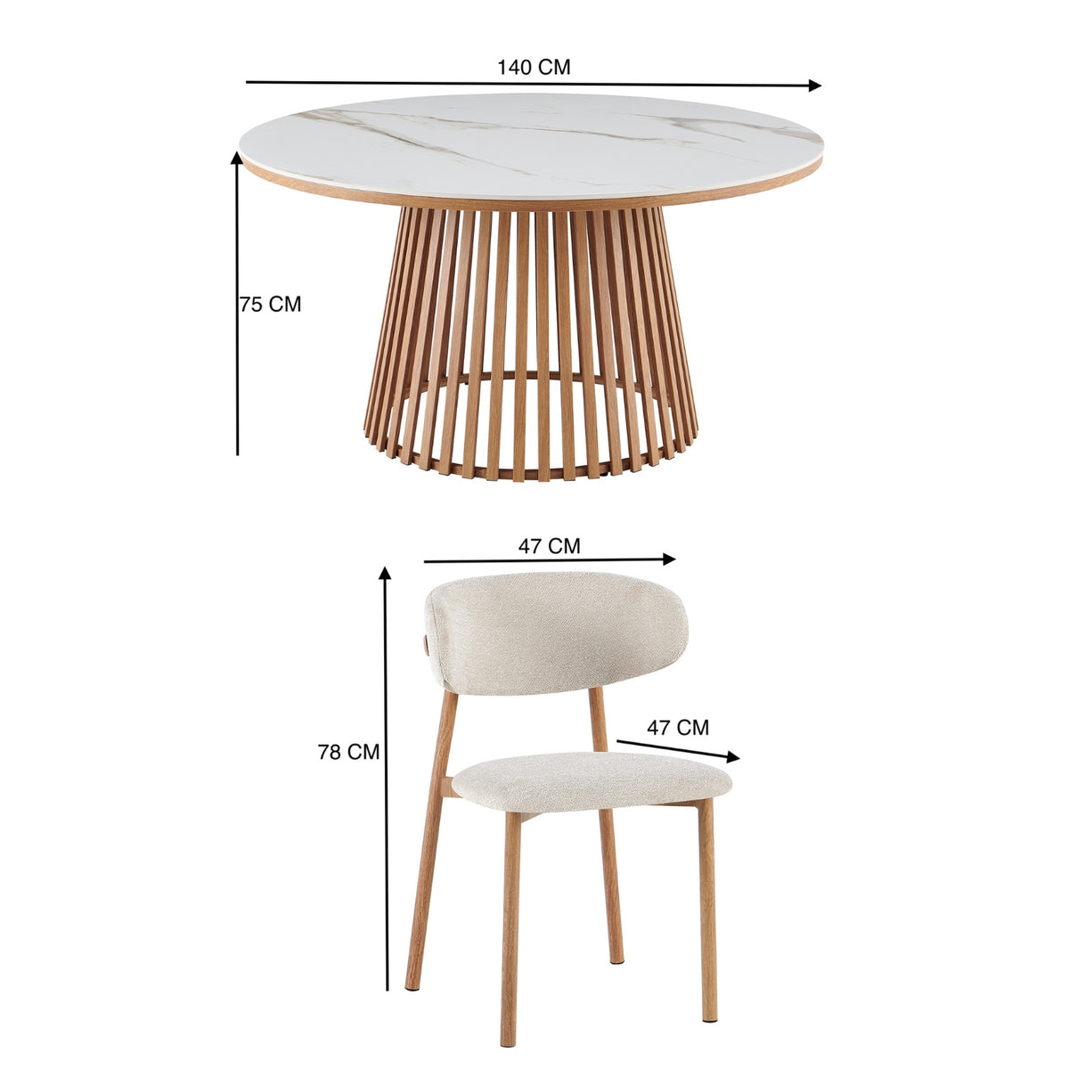Comedor 6 Puestos Donato Beige, Natural Sinterizado