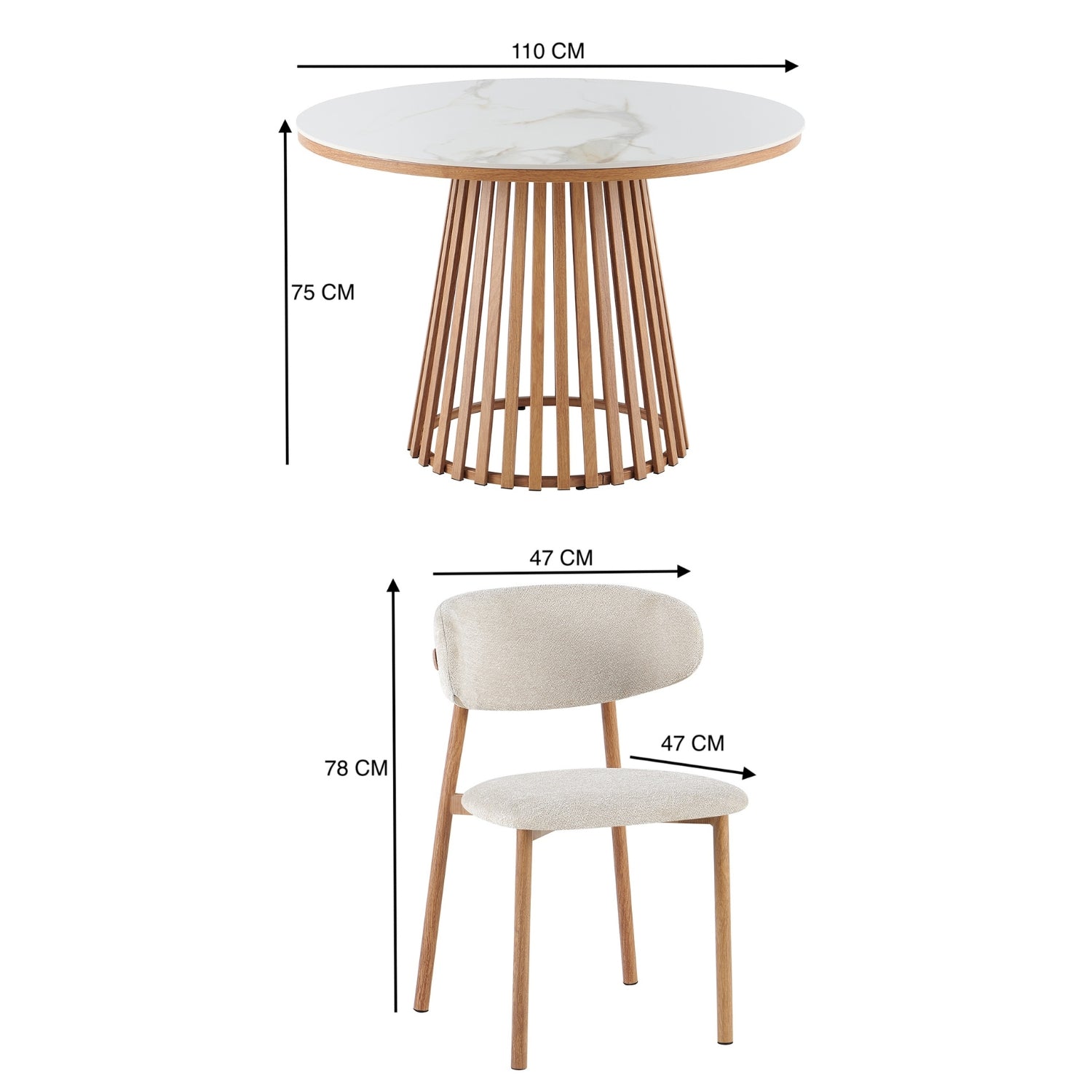 Comedor 4 Puestos Donato Beige, Natural Sinterizado