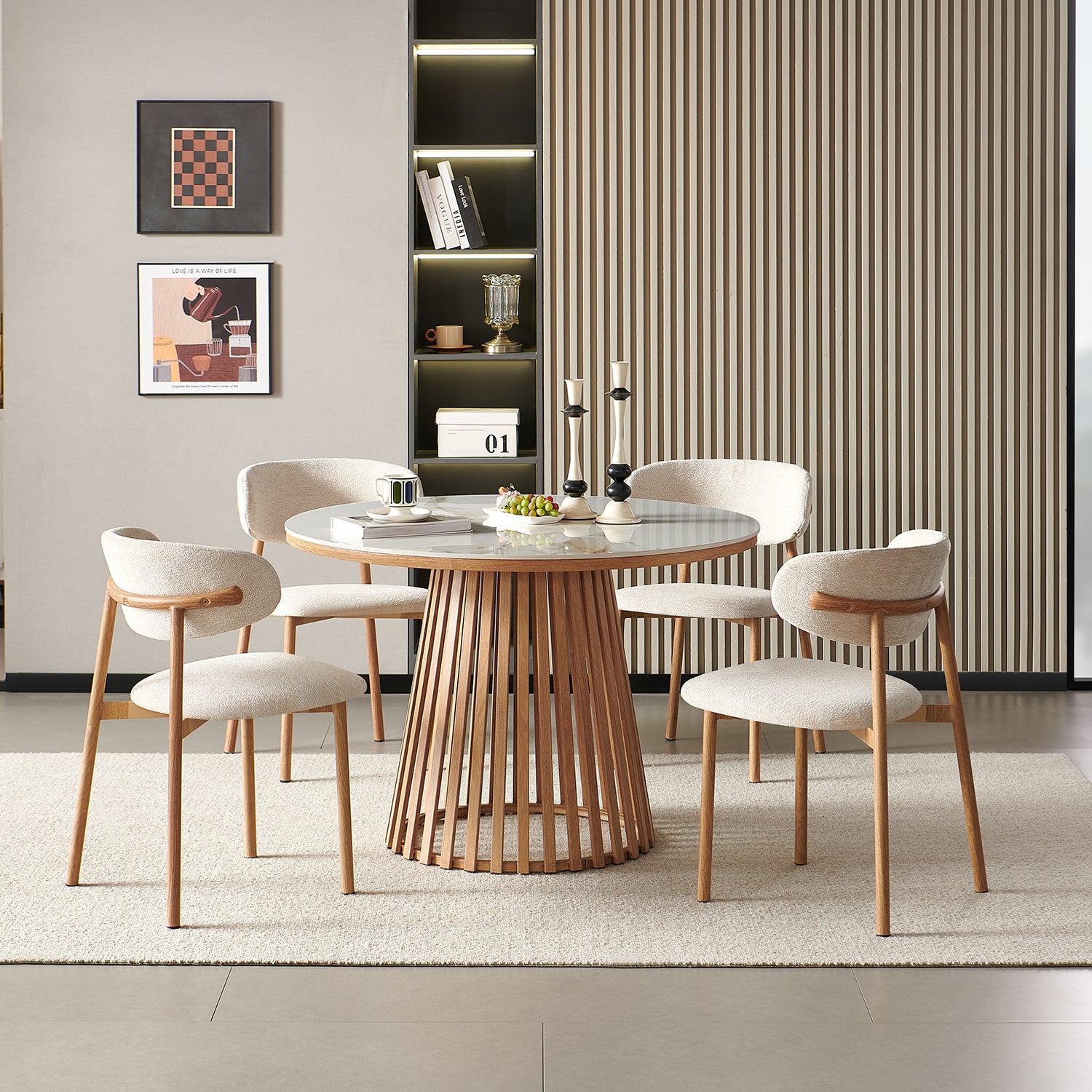 Comedor 4 Puestos Donato Beige, Natural Sinterizado