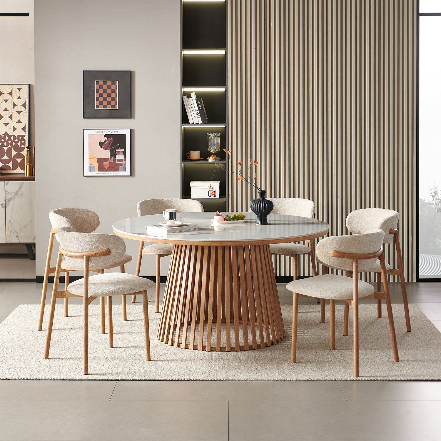 Comedor 6 Puestos Donato Beige, Natural Sinterizado