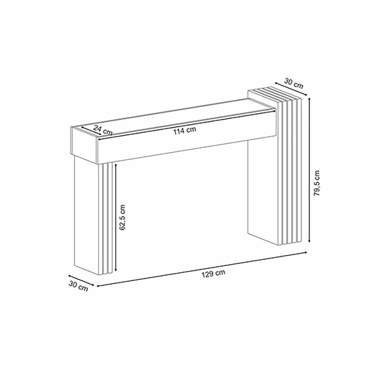 Consola Vero Off White, Champaña 129X79X30