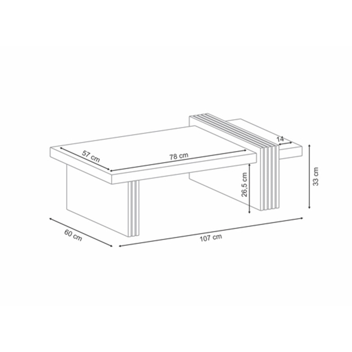 Mesa De Centro Vero Off White 107X33X60