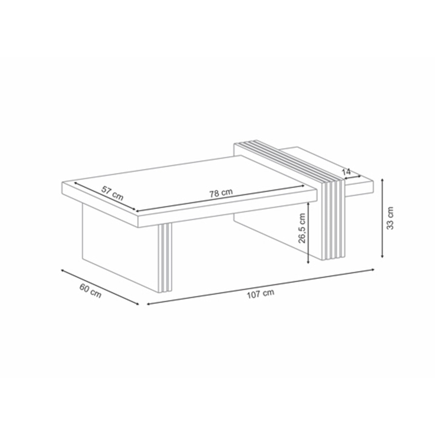 Mesa De Centro Vero Off White 107X33X60