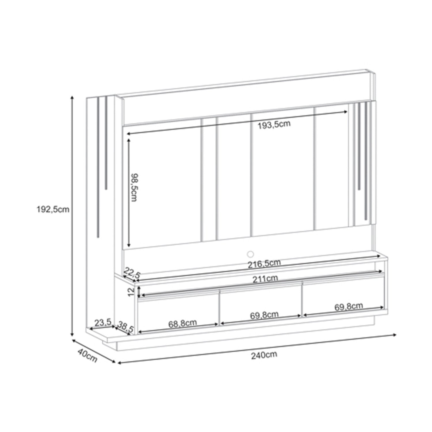 Centro De Entretenimiento Smart Off White, Champaña 240X192