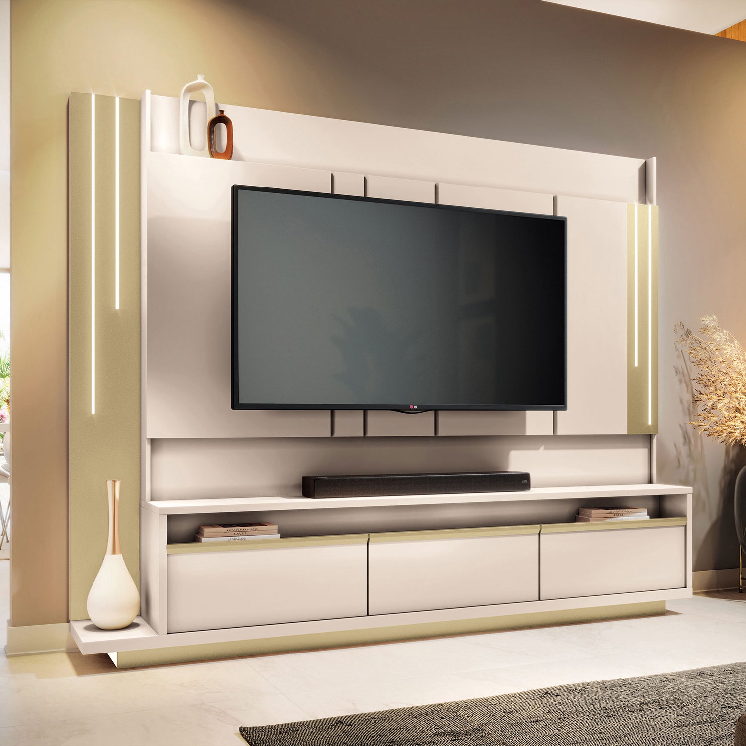Centro De Entretenimiento Smart Off White, Champaña 240X192