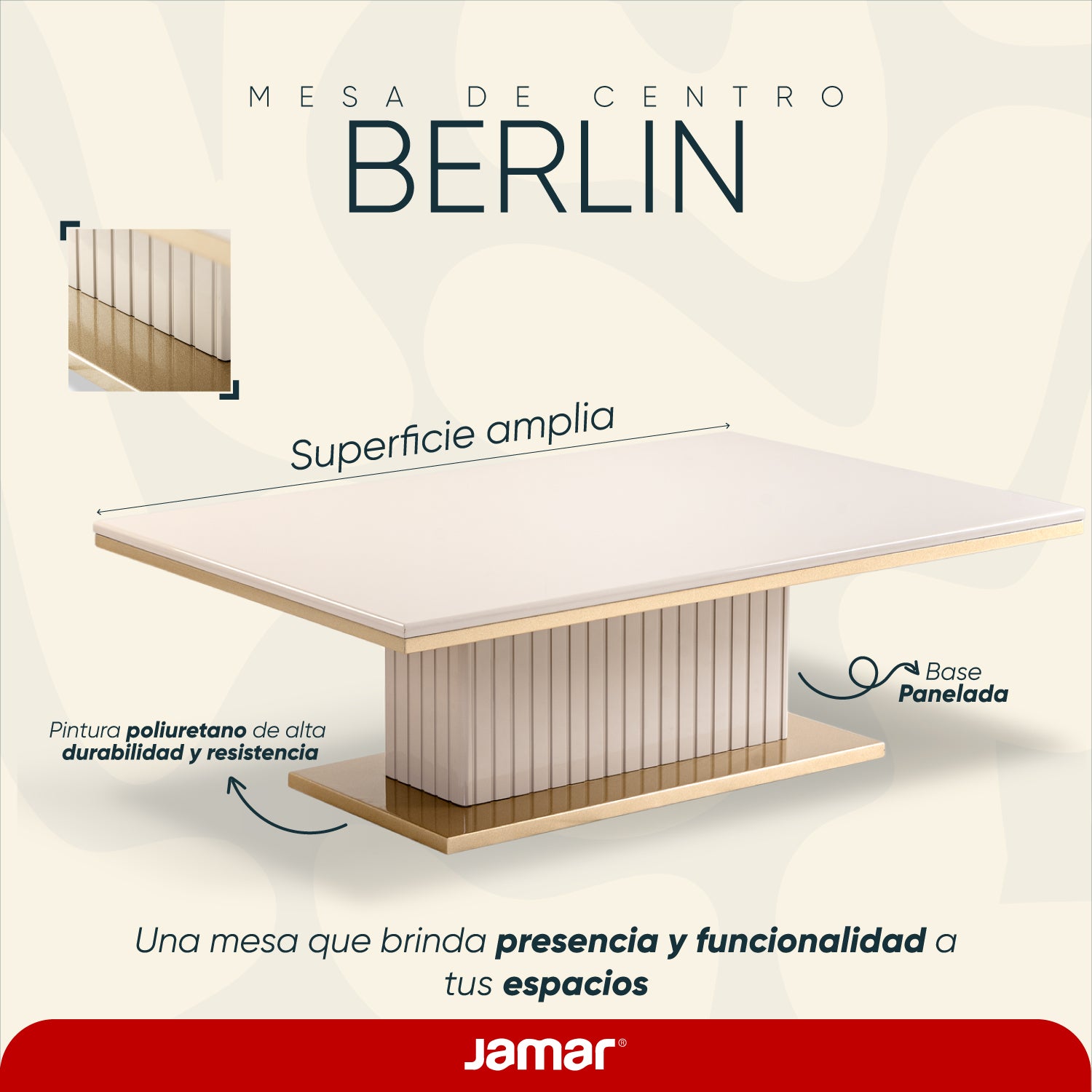 Mesa De Centro 40X120X80 Berlin Greige, Champaña