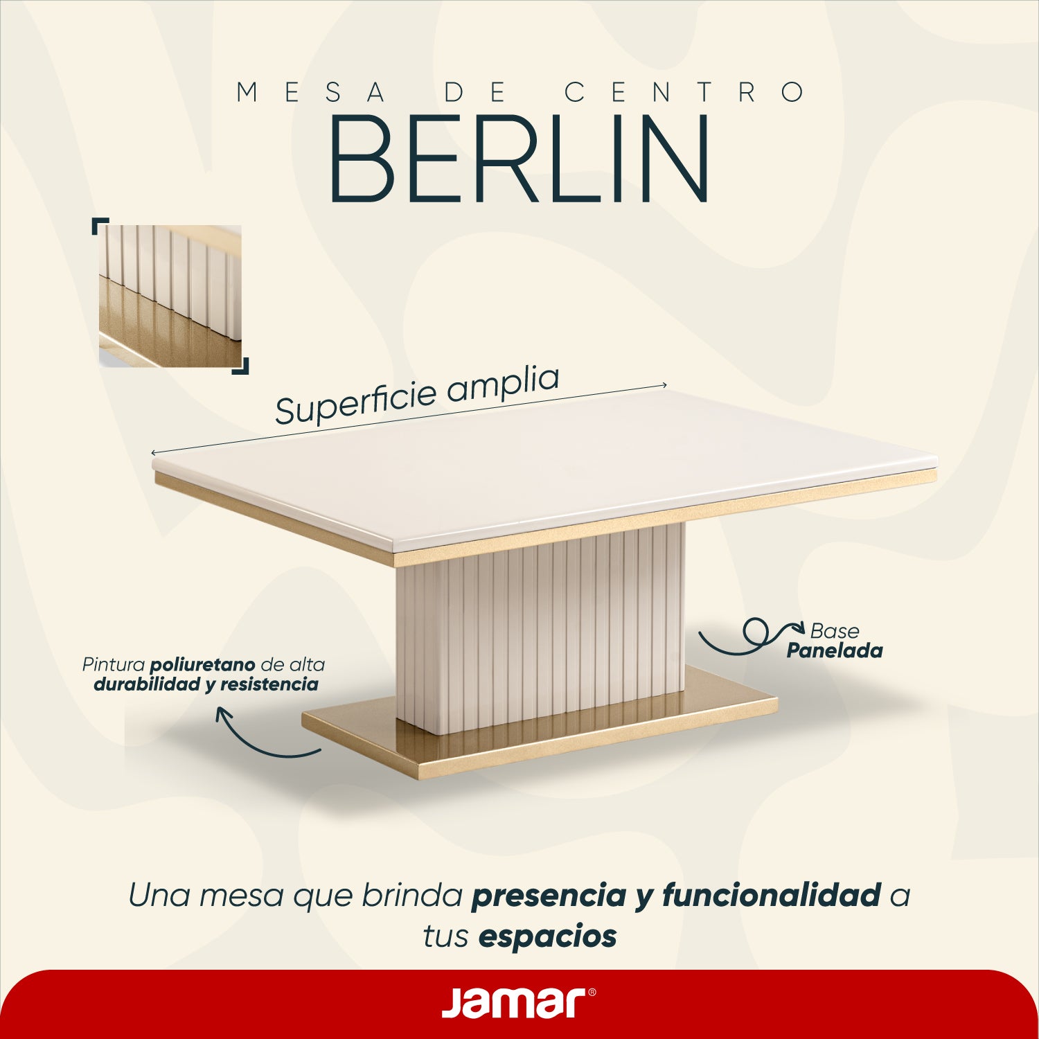 Mesa De Centro Berlin Greige, Champaña Basic